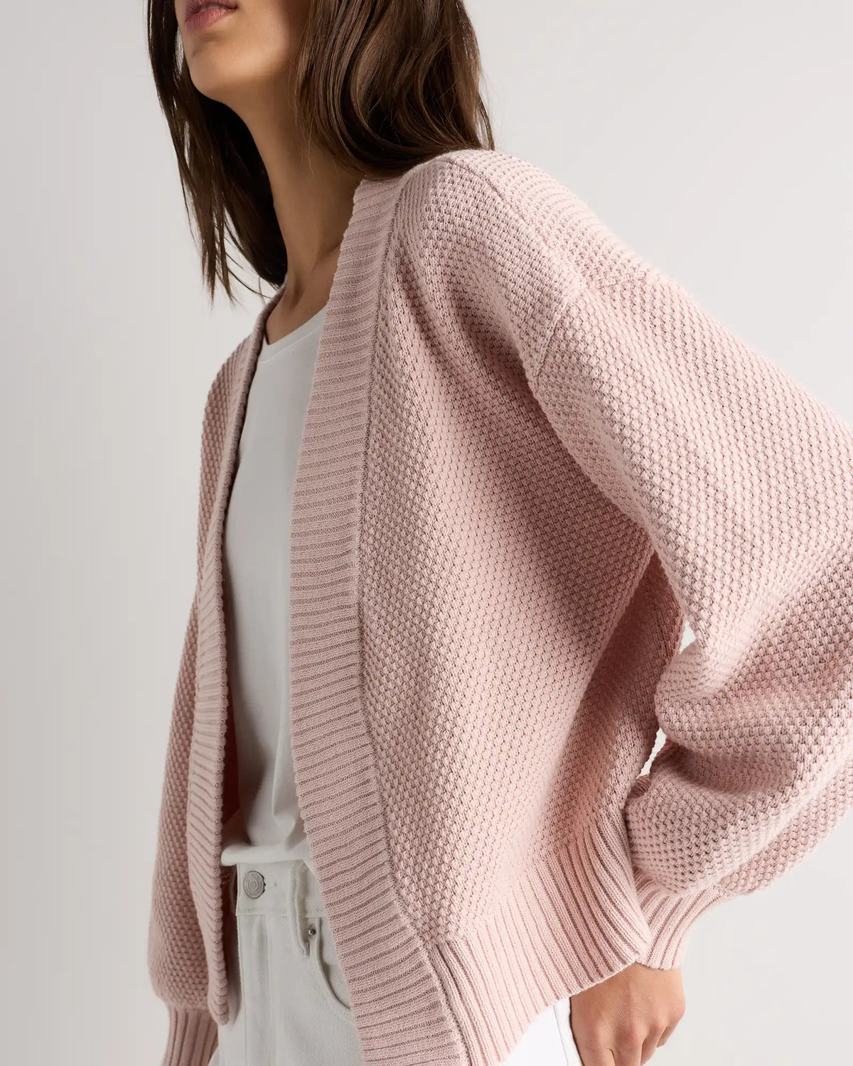 100% Organic Cotton Waffle Stitch Open Cardigan