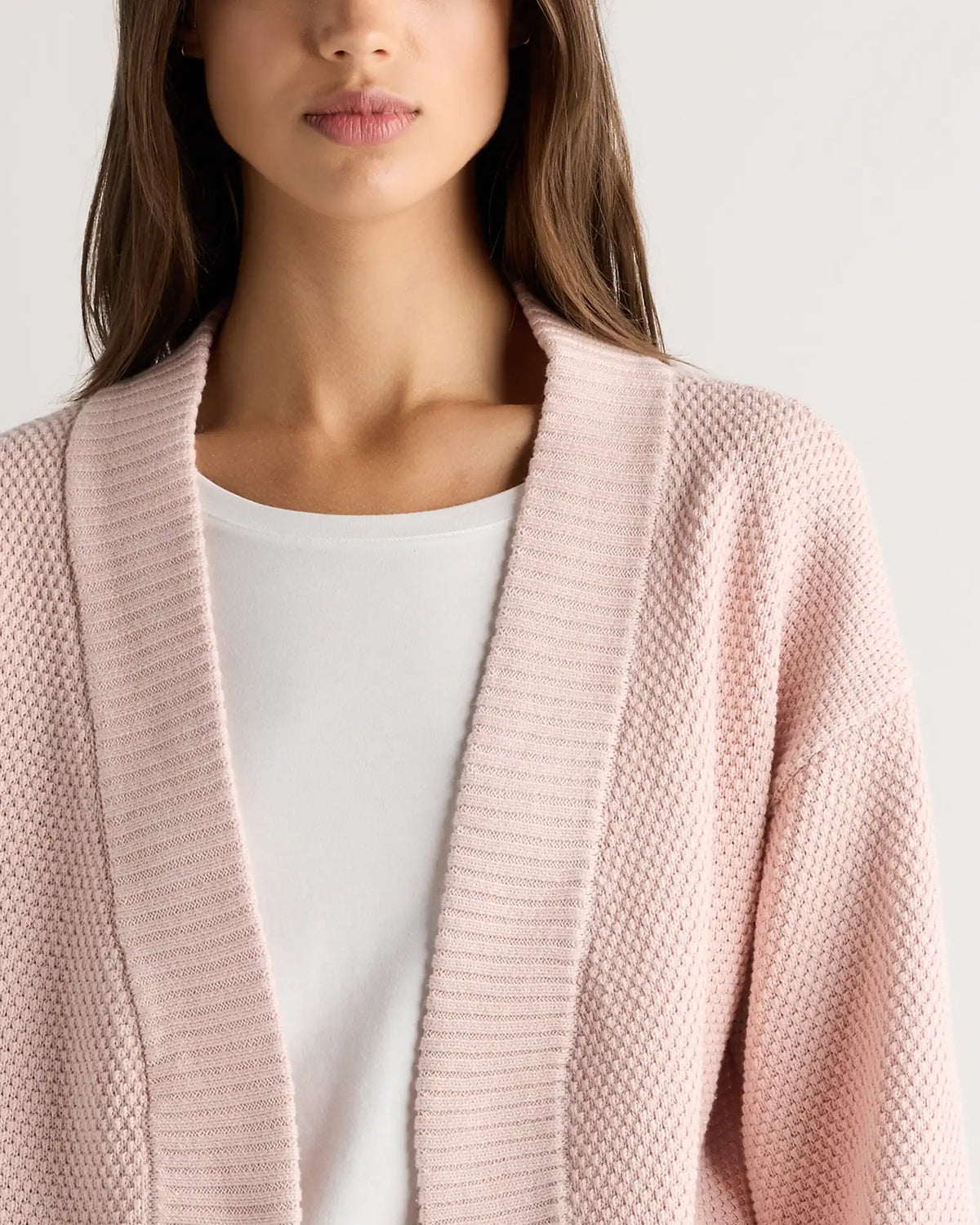100% Organic Cotton Waffle Stitch Open Cardigan