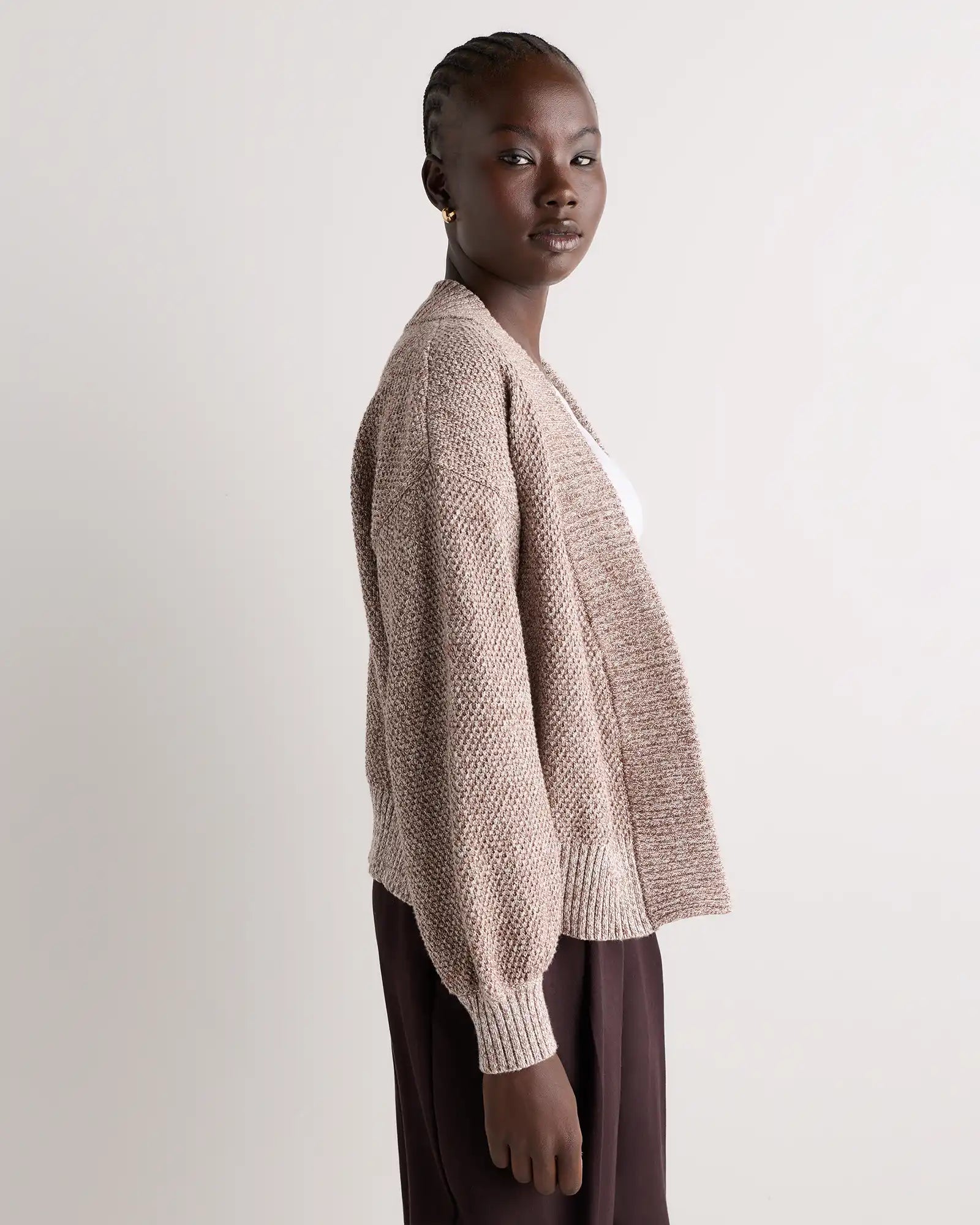 100% Organic Cotton Waffle Stitch Open Cardigan