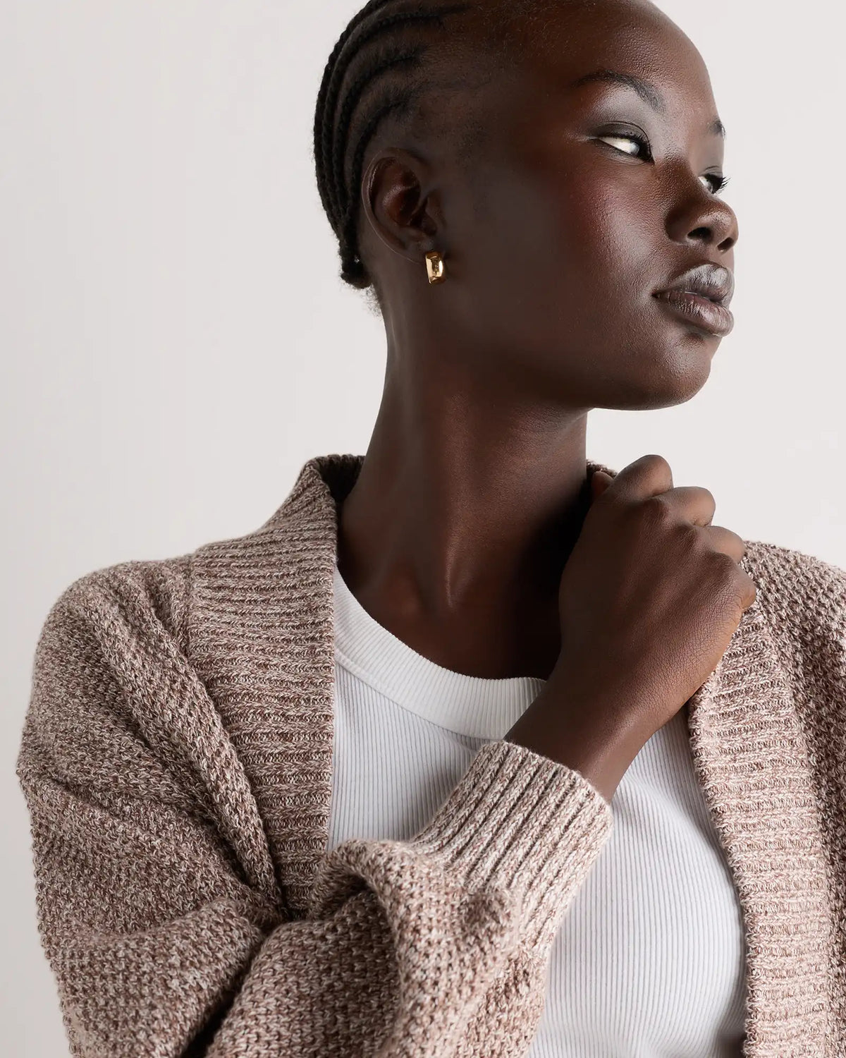 100% Organic Cotton Waffle Stitch Open Cardigan