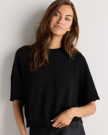 Mongolian Cashmere Cropped Oversized Tee