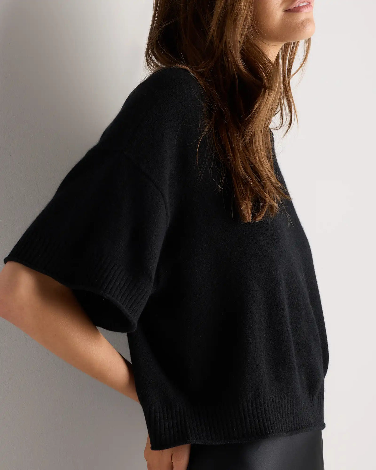 Mongolian Cashmere Cropped Oversized Tee
