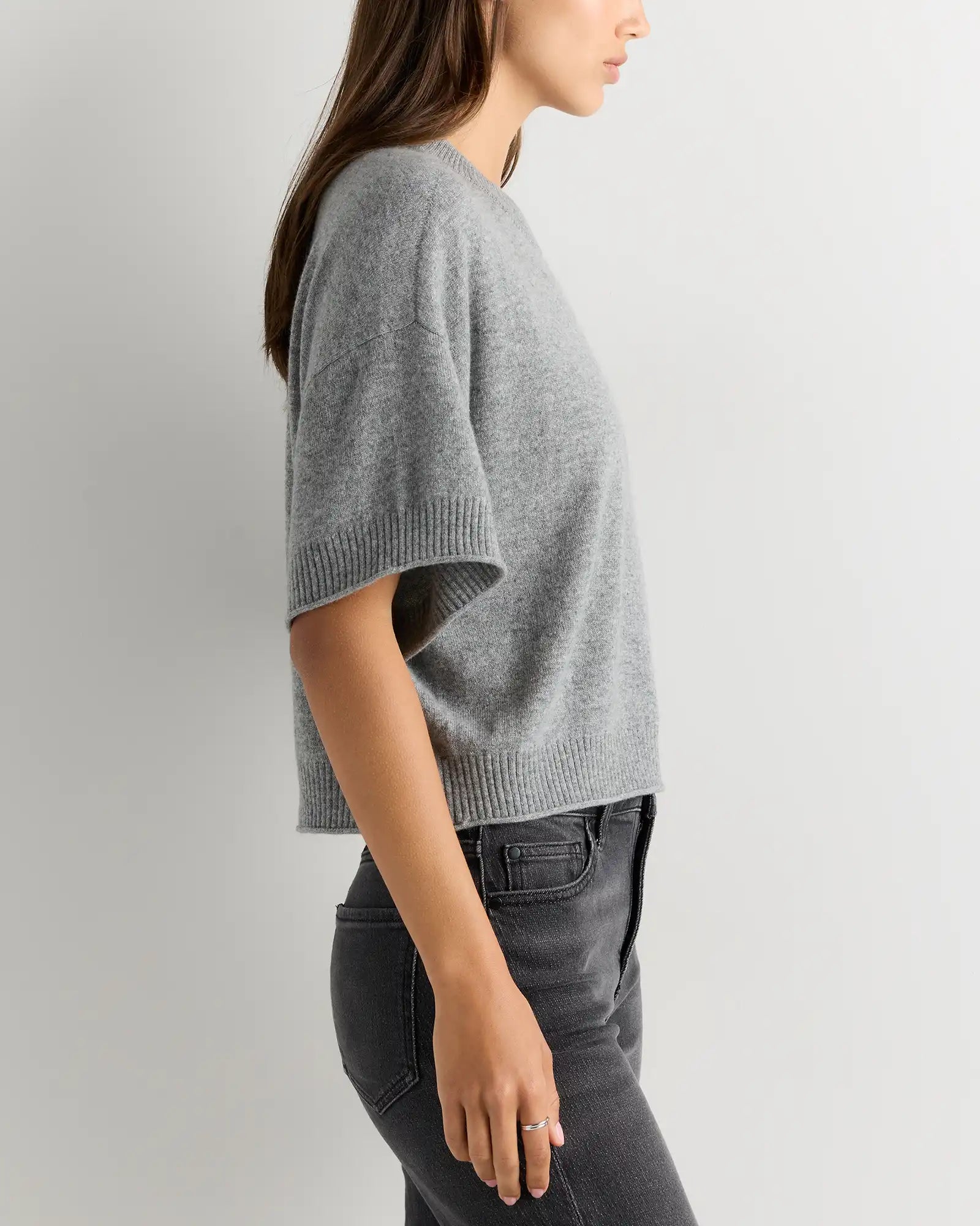 Mongolian Cashmere Cropped Oversized Tee