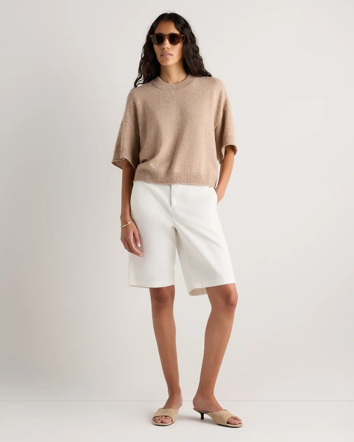Mongolian Cashmere Cropped Oversized Tee