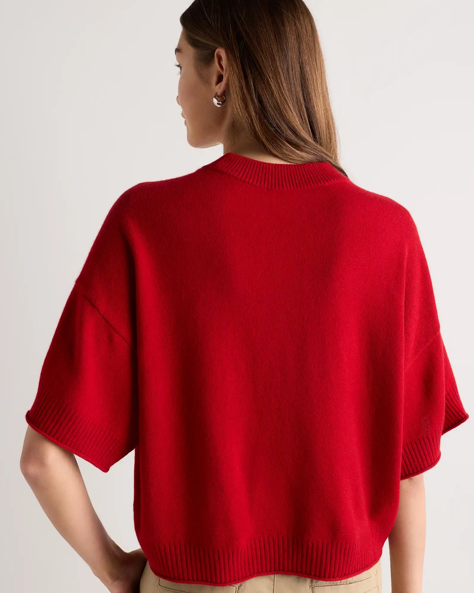 Mongolian Cashmere Cropped Oversized Tee
