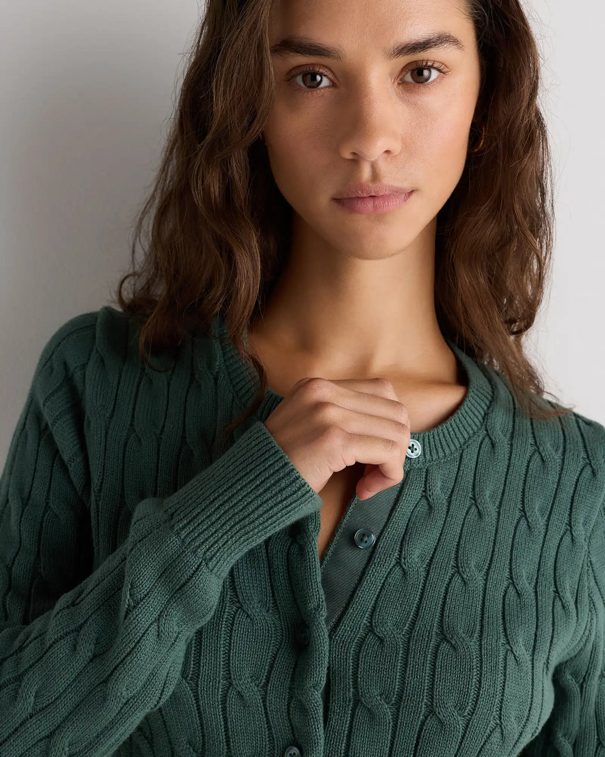 100% Organic Cotton Cable Crew Cardigan