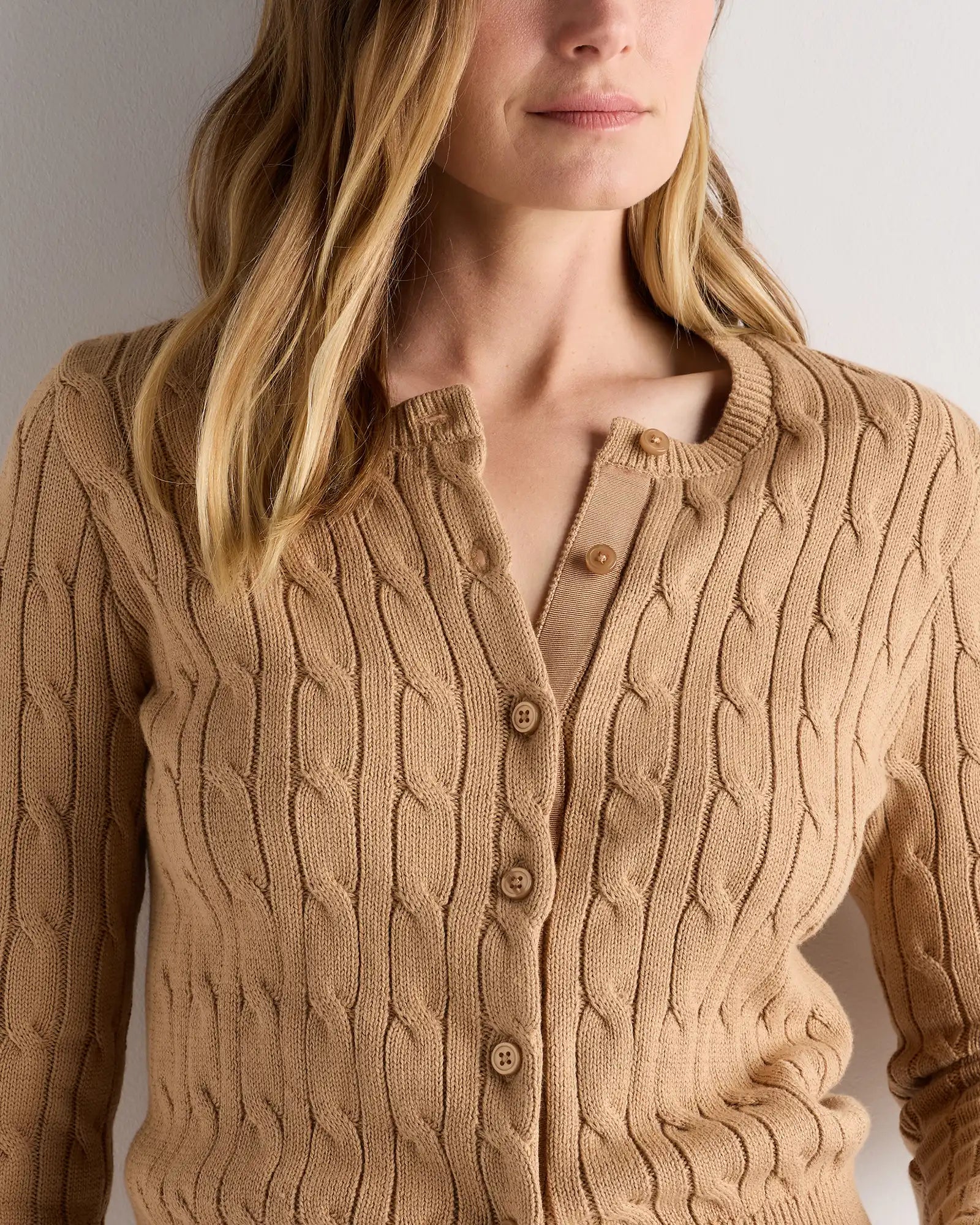 100% Organic Cotton Cable Crew Cardigan