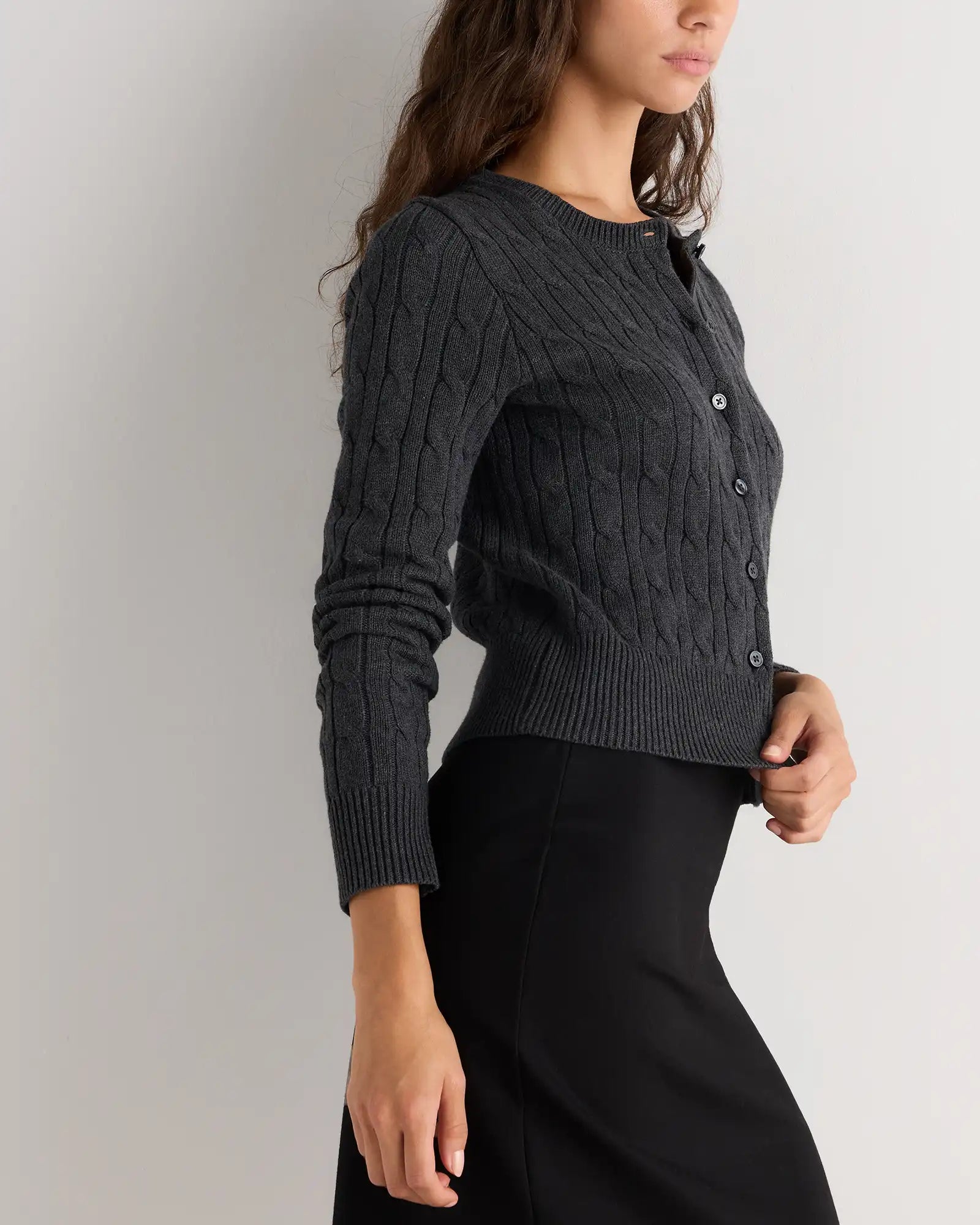 100% Organic Cotton Cable Crew Cardigan
