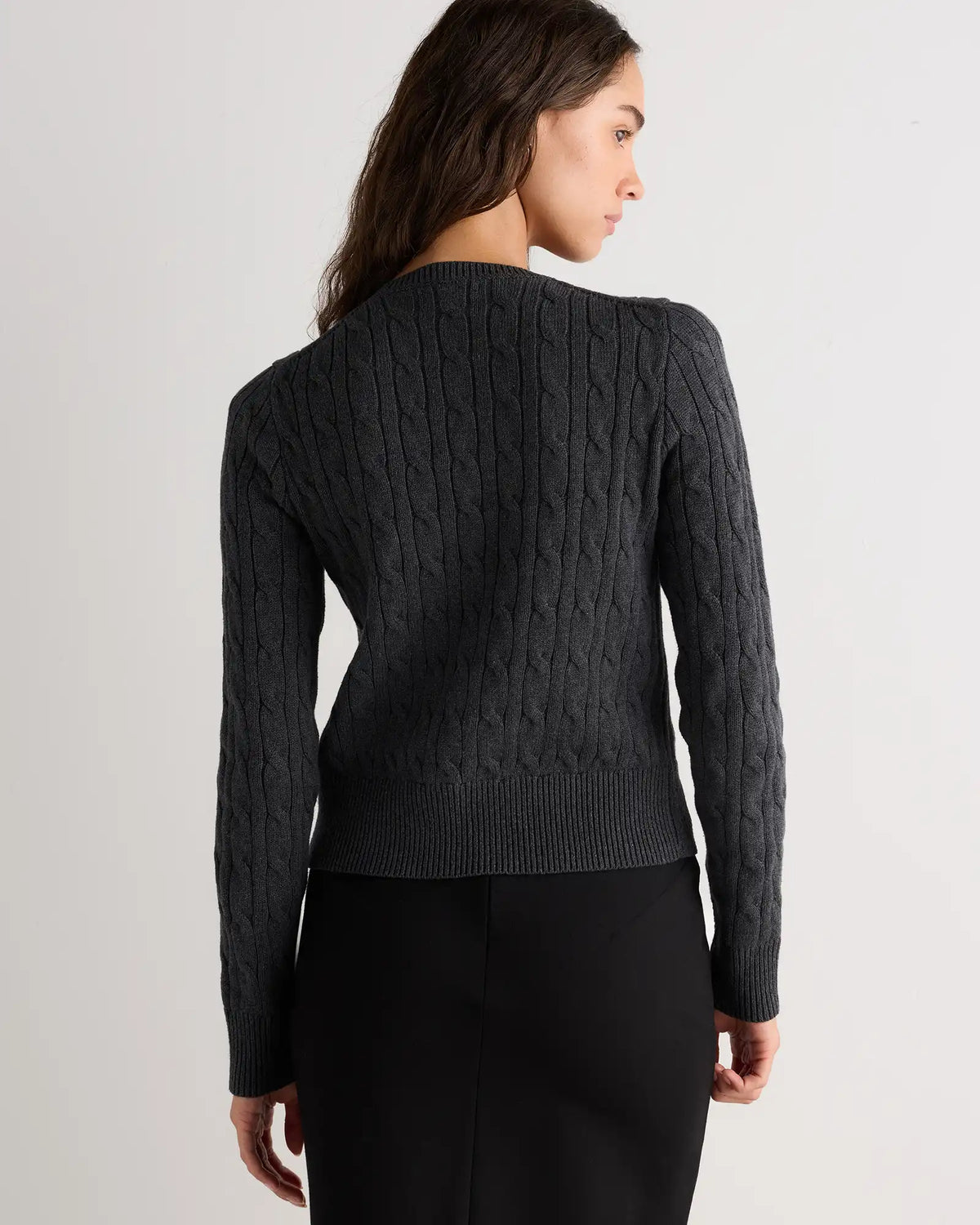 100% Organic Cotton Cable Crew Cardigan