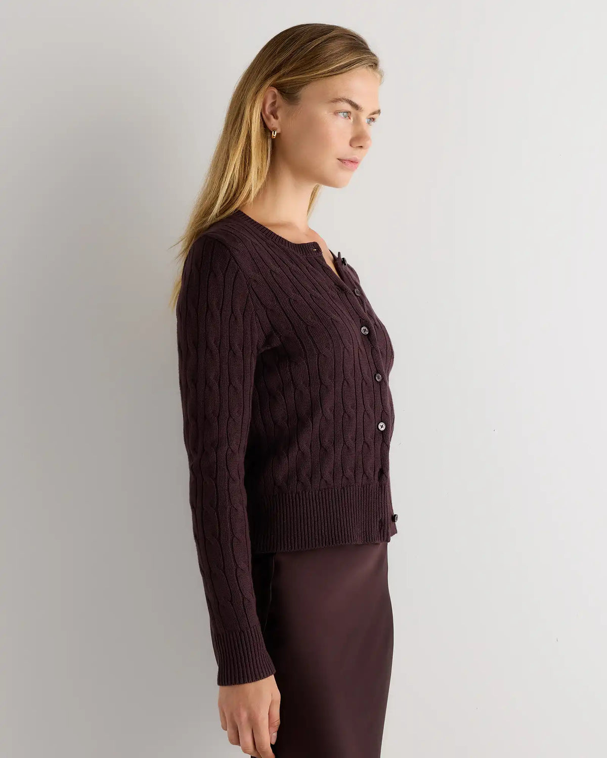 100% Organic Cotton Cable Crew Cardigan