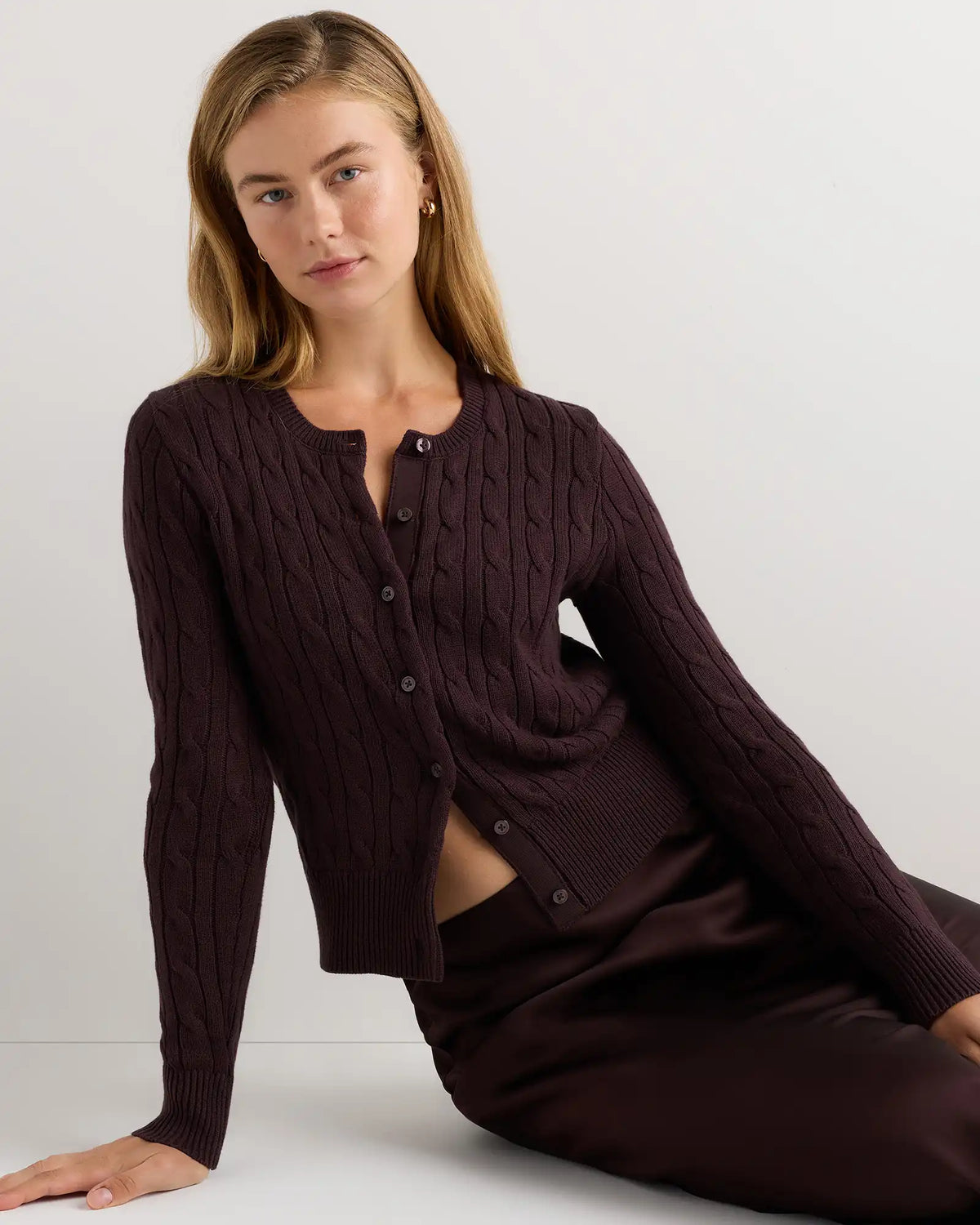 100% Organic Cotton Cable Crew Cardigan