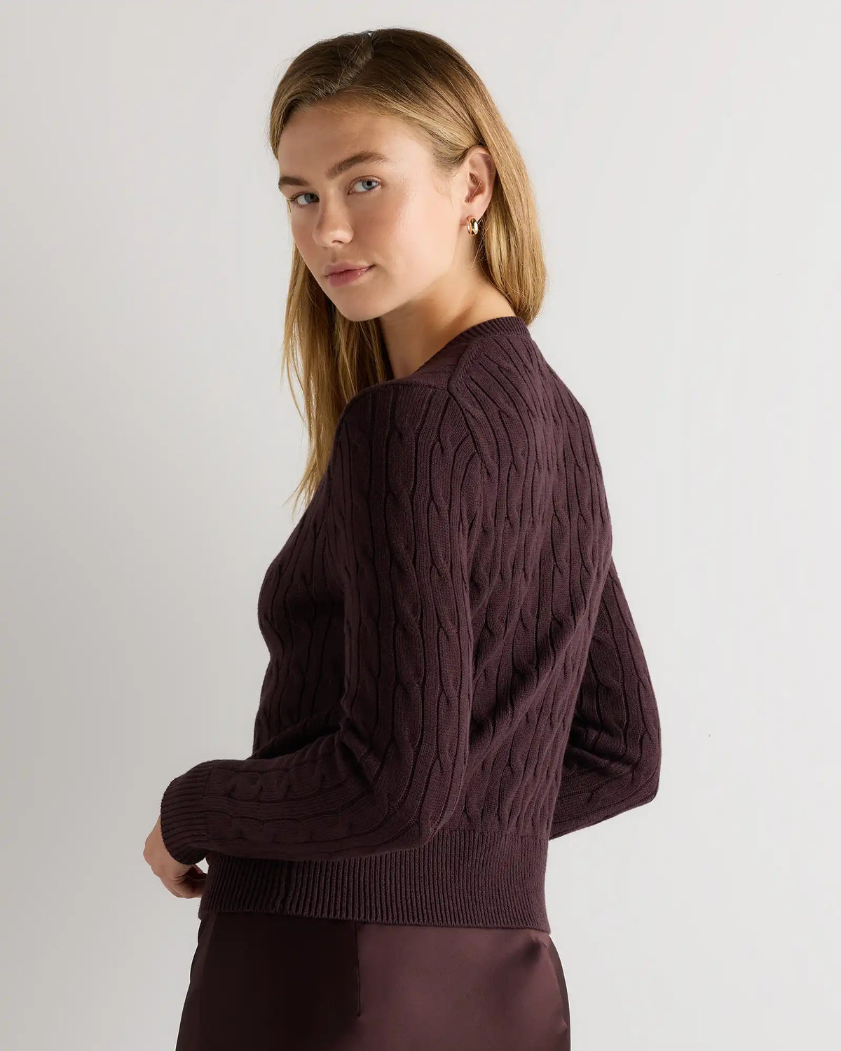 100% Organic Cotton Cable Crew Cardigan