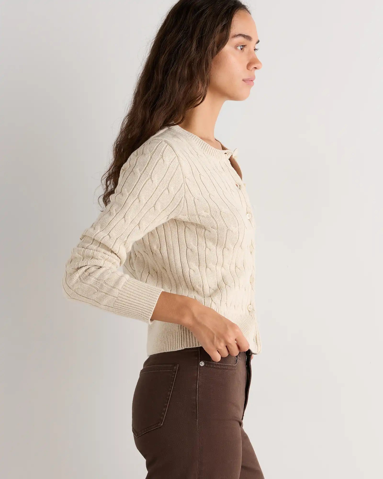 100% Organic Cotton Cable Crew Cardigan