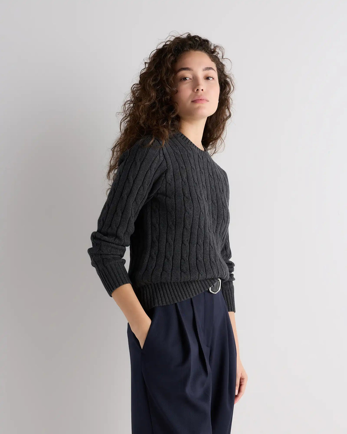 100% Organic Cotton Cable Crewneck Sweater