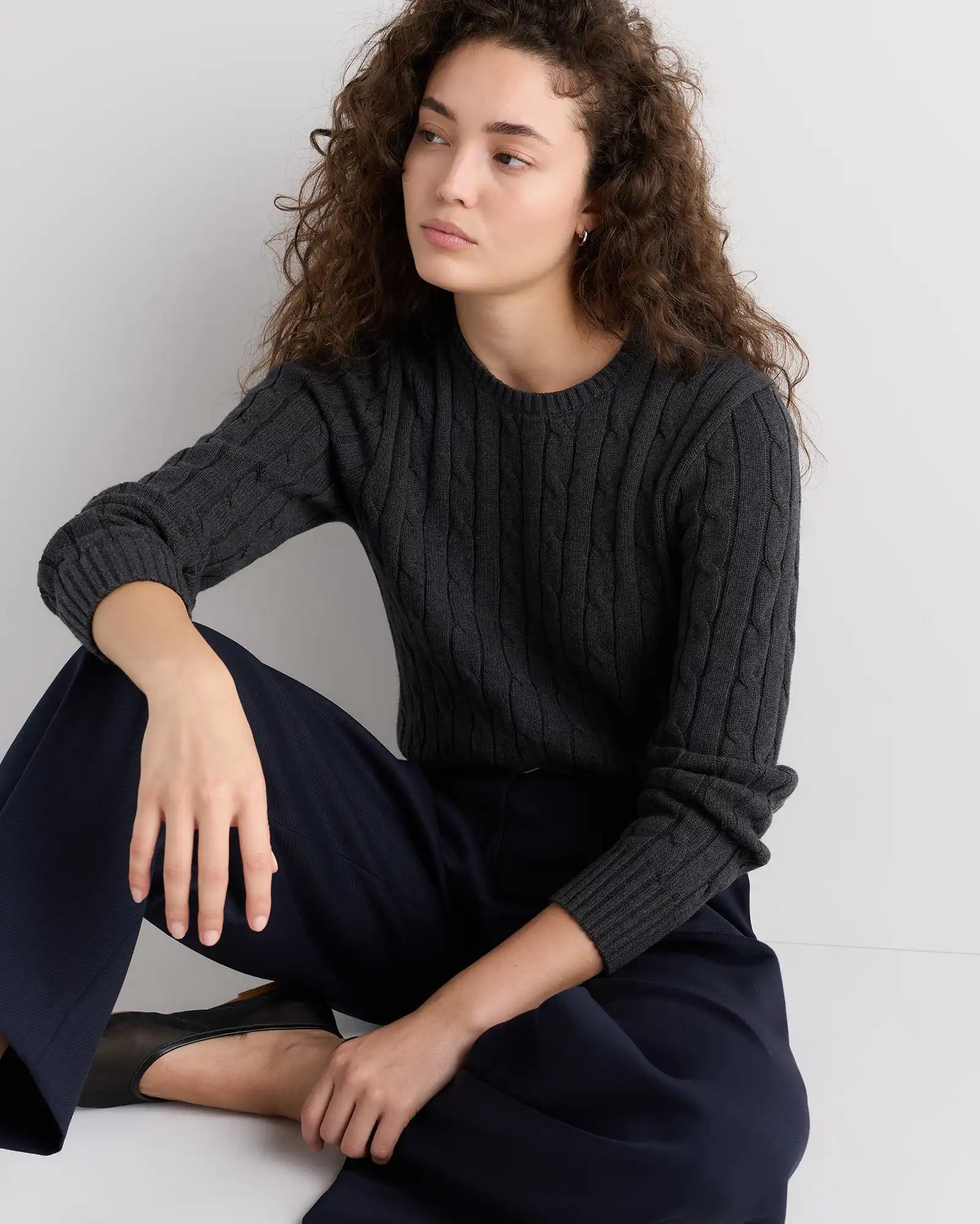 100% Organic Cotton Cable Crewneck Sweater