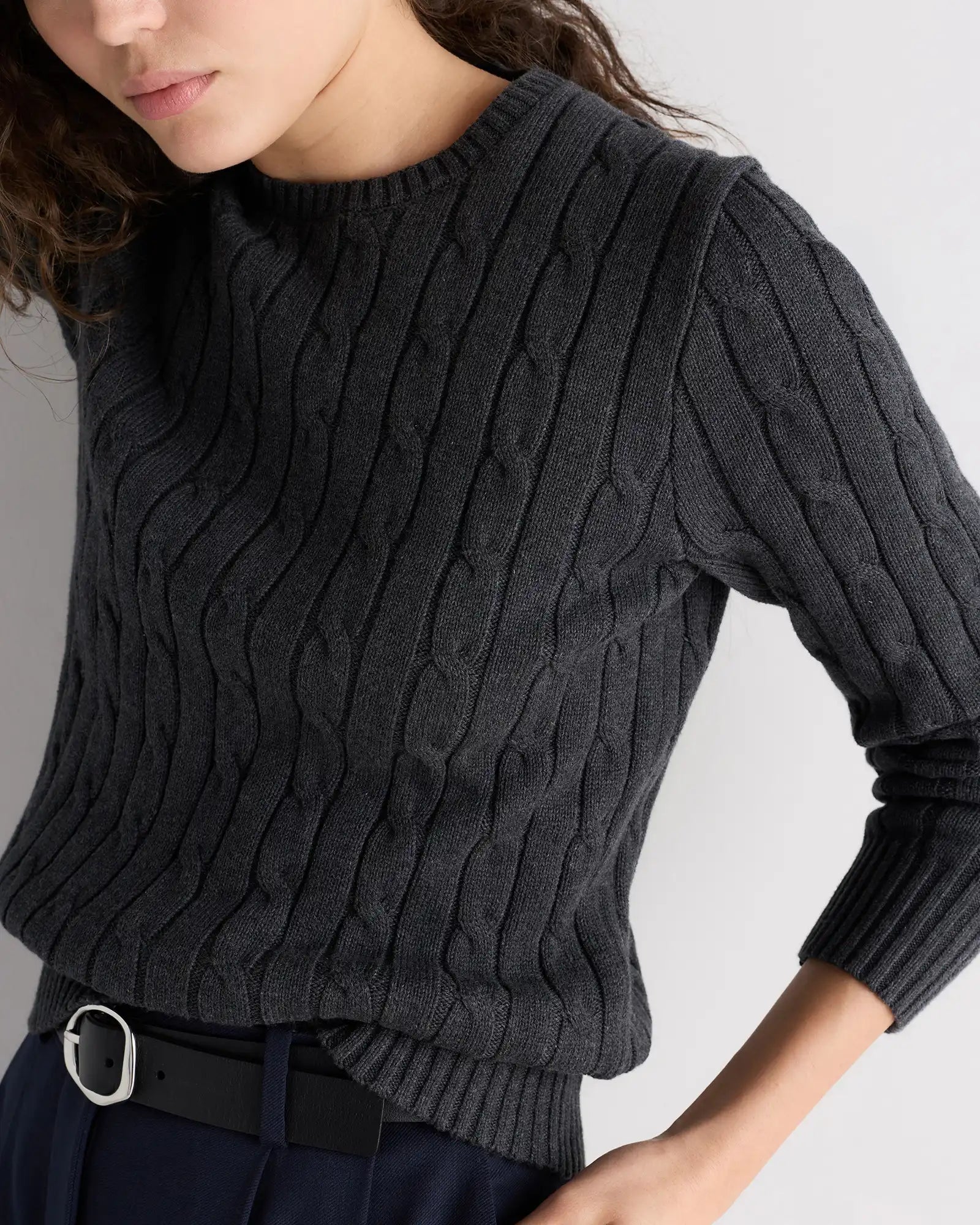 100% Organic Cotton Cable Crewneck Sweater