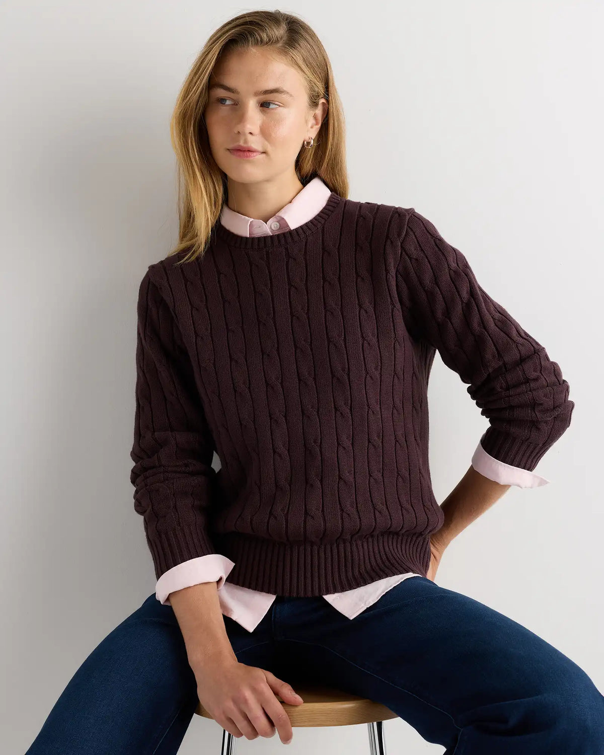 100% Organic Cotton Cable Crewneck Sweater