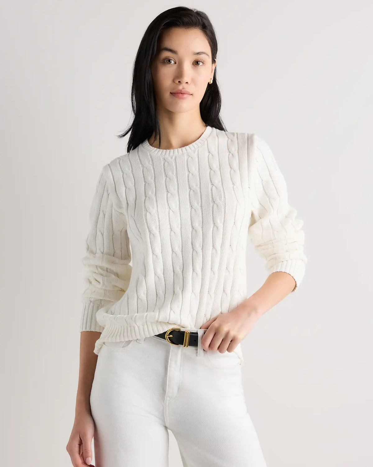 100% Organic Cotton Cable Crewneck Sweater