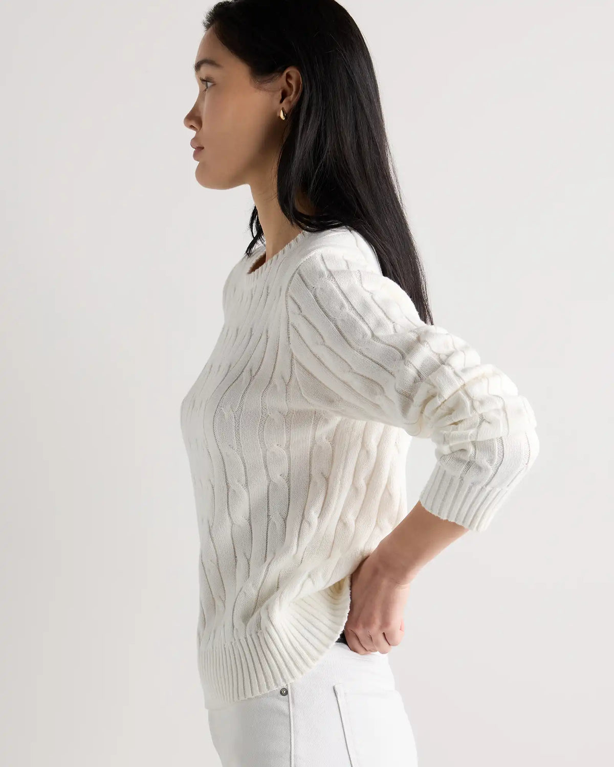 100% Organic Cotton Cable Crewneck Sweater