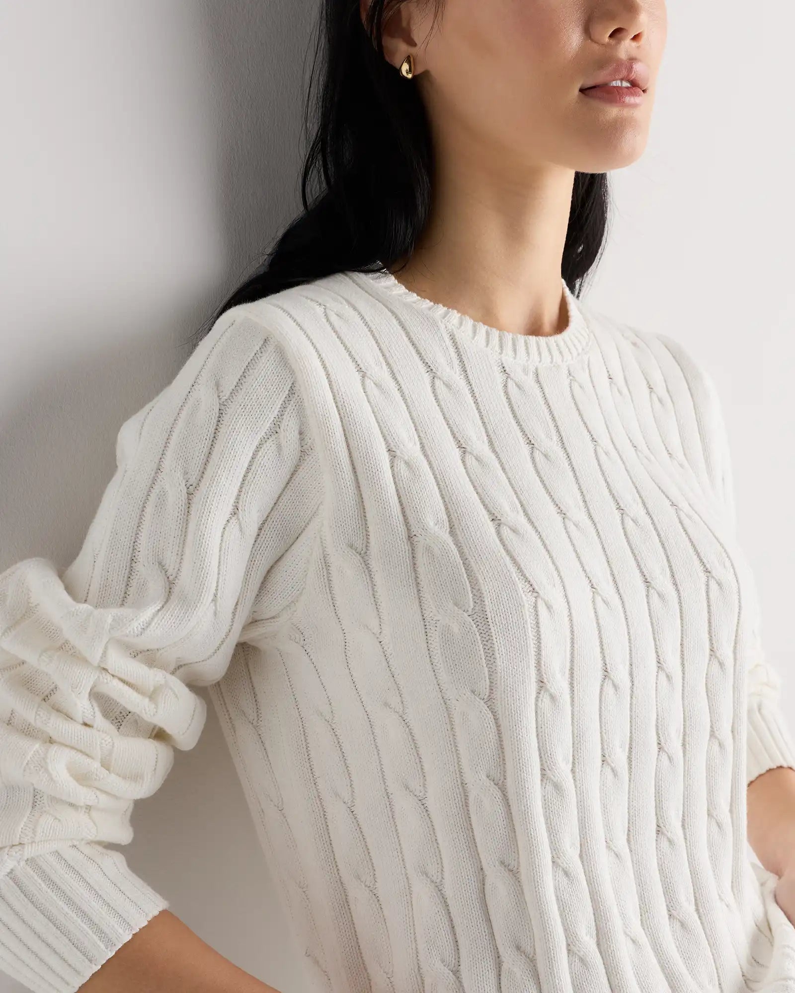 100% Organic Cotton Cable Crewneck Sweater