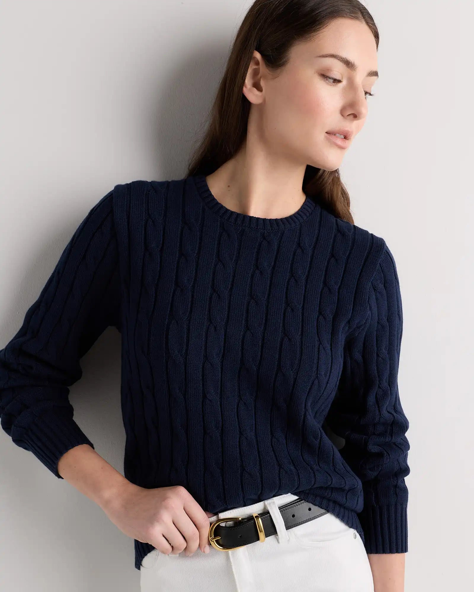 100% Organic Cotton Cable Crewneck Sweater