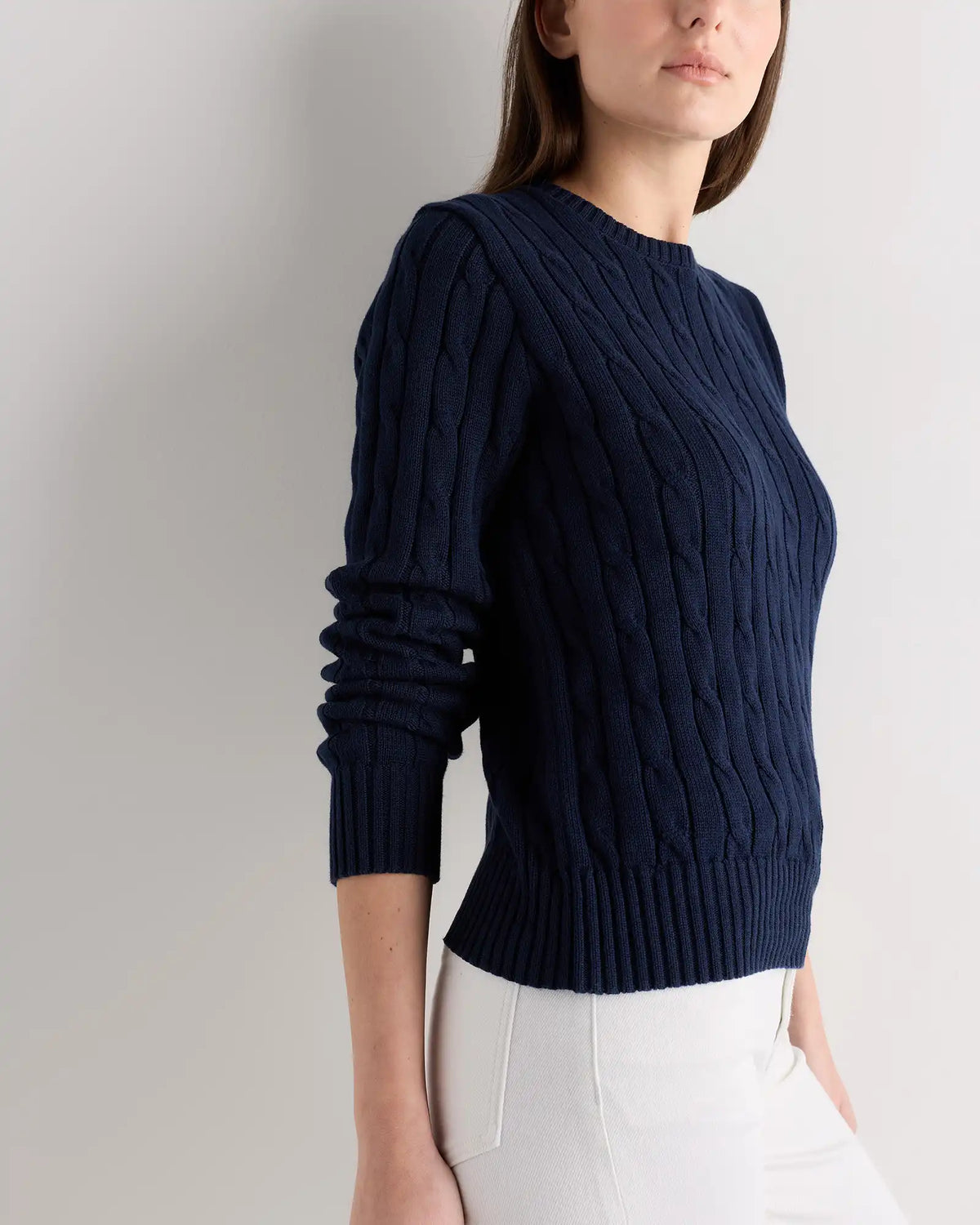 100% Organic Cotton Cable Crewneck Sweater