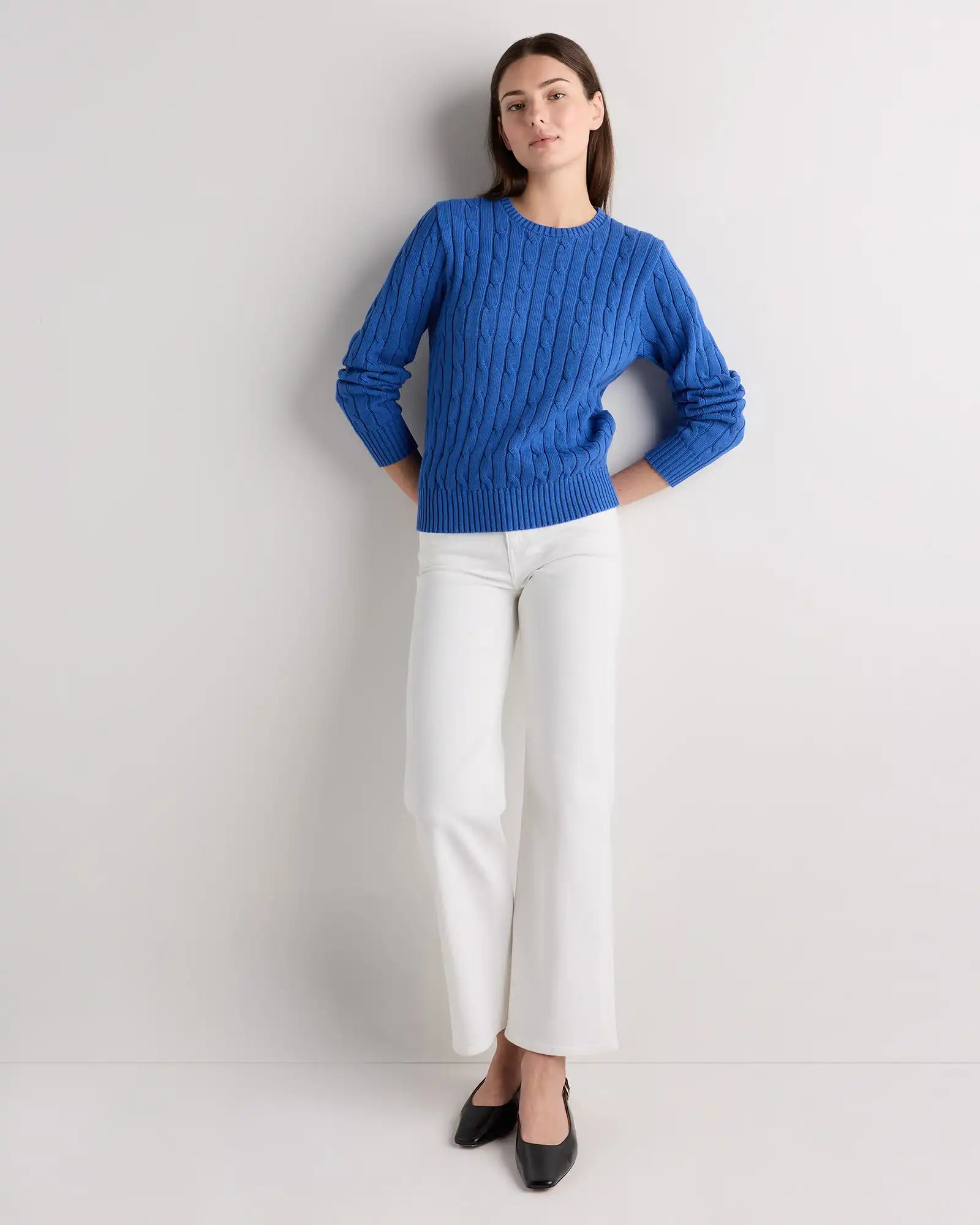 100% Organic Cotton Cable Crewneck Sweater