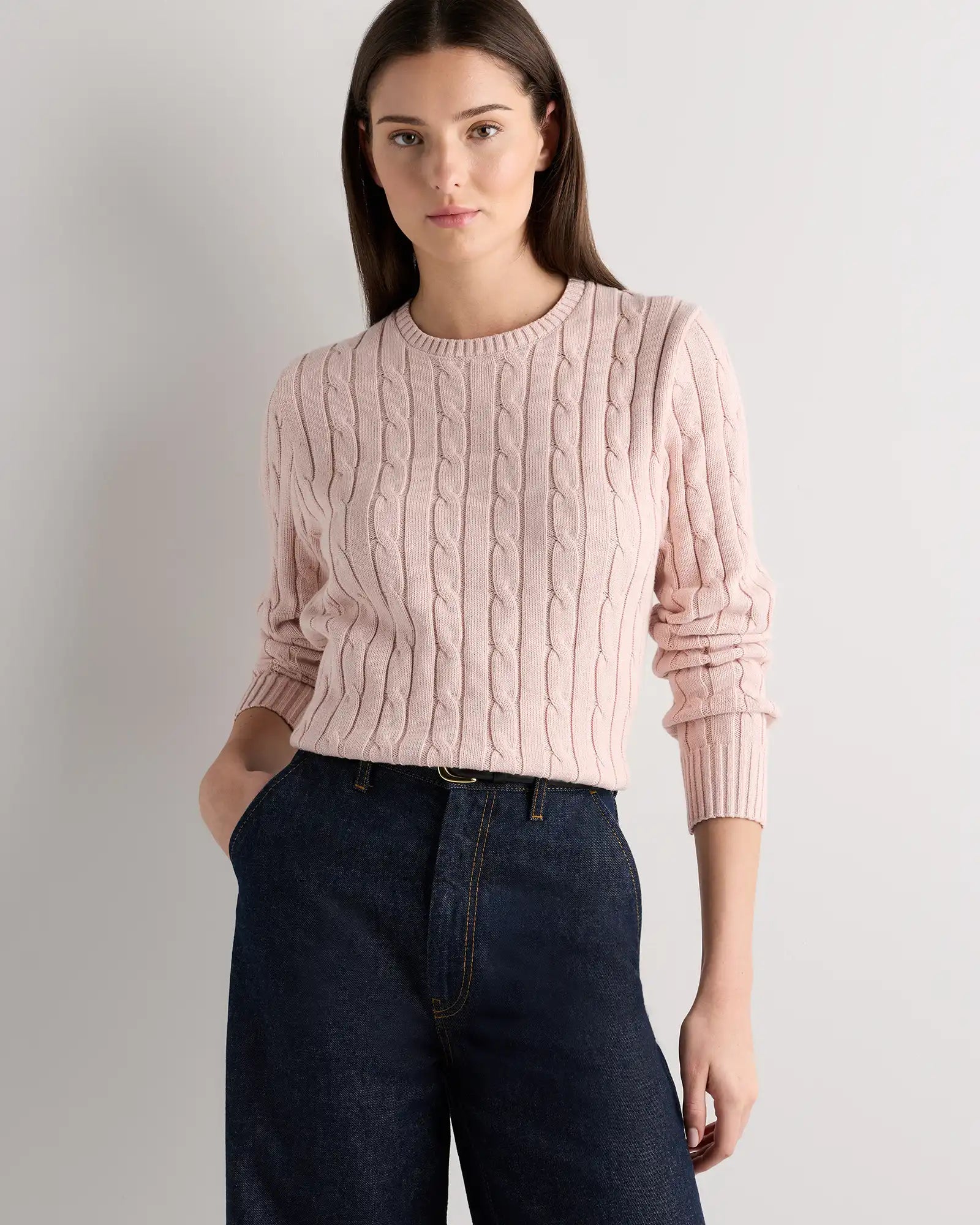 100% Organic Cotton Cable Crewneck Sweater