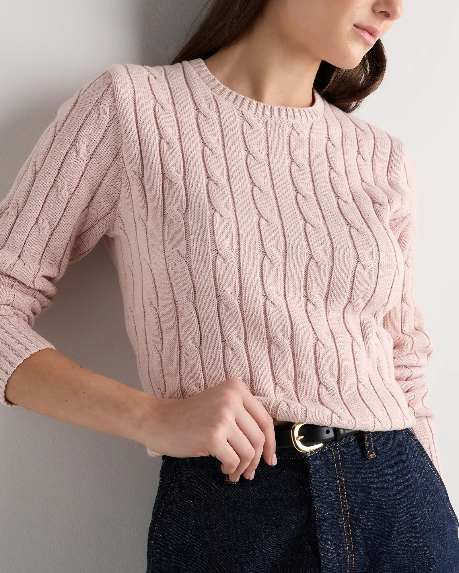 100% Organic Cotton Cable Crewneck Sweater