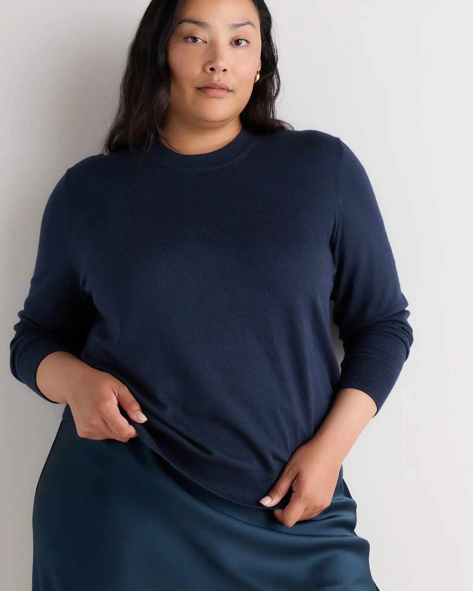 Lightweight Cotton Cashmere Crew Sweater