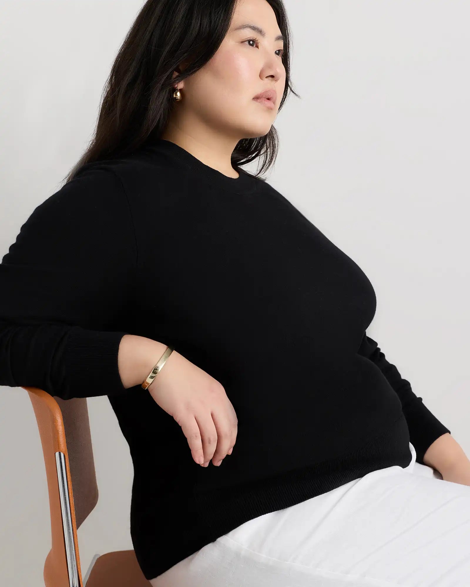 Lightweight Cotton Cashmere Crew Sweater