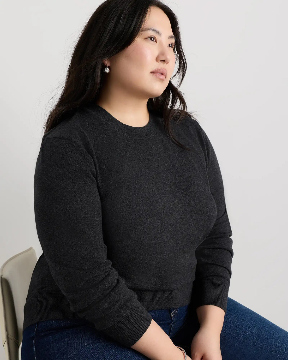 Lightweight Cotton Cashmere Crew Sweater