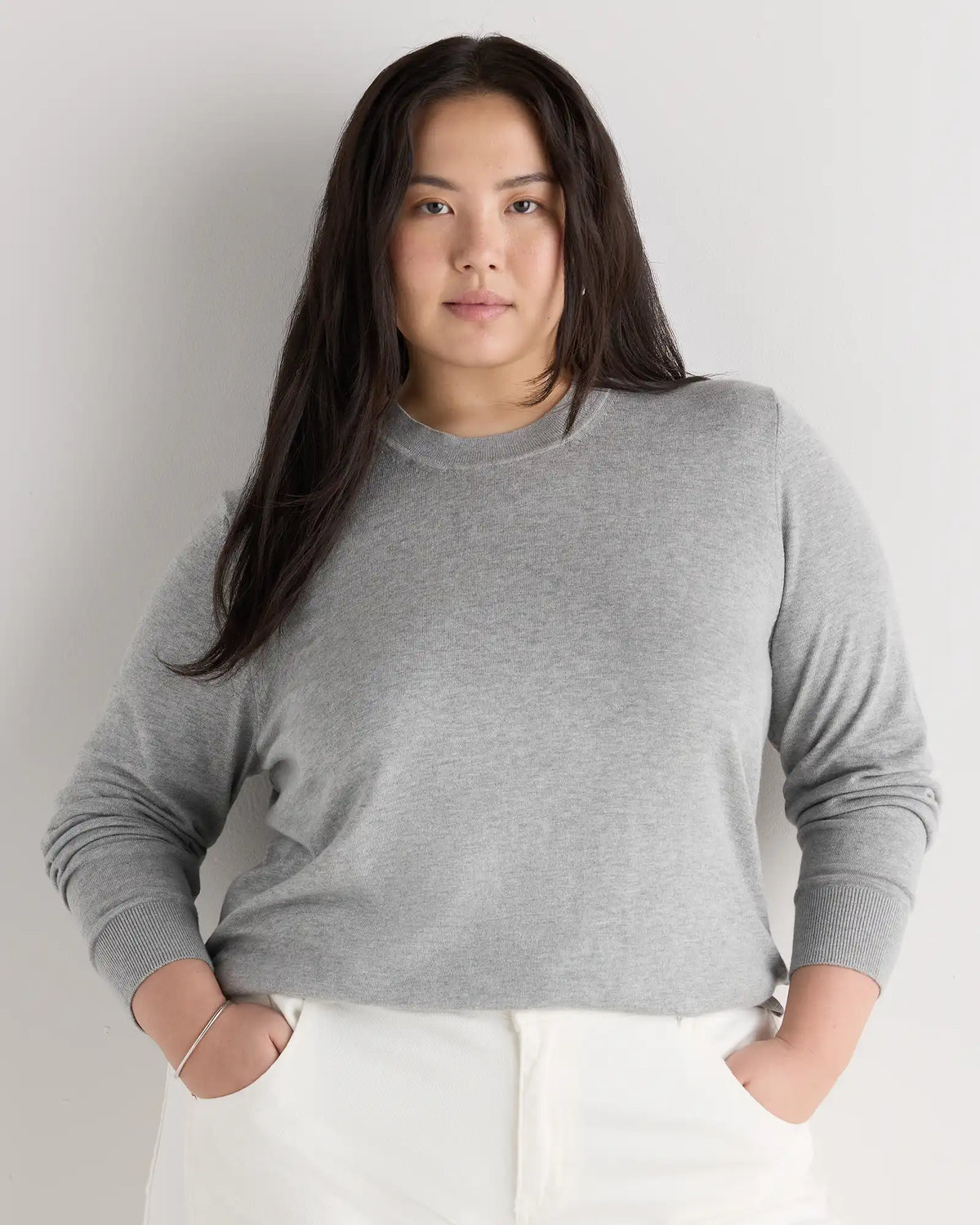 Lightweight Cotton Cashmere Crew Sweater