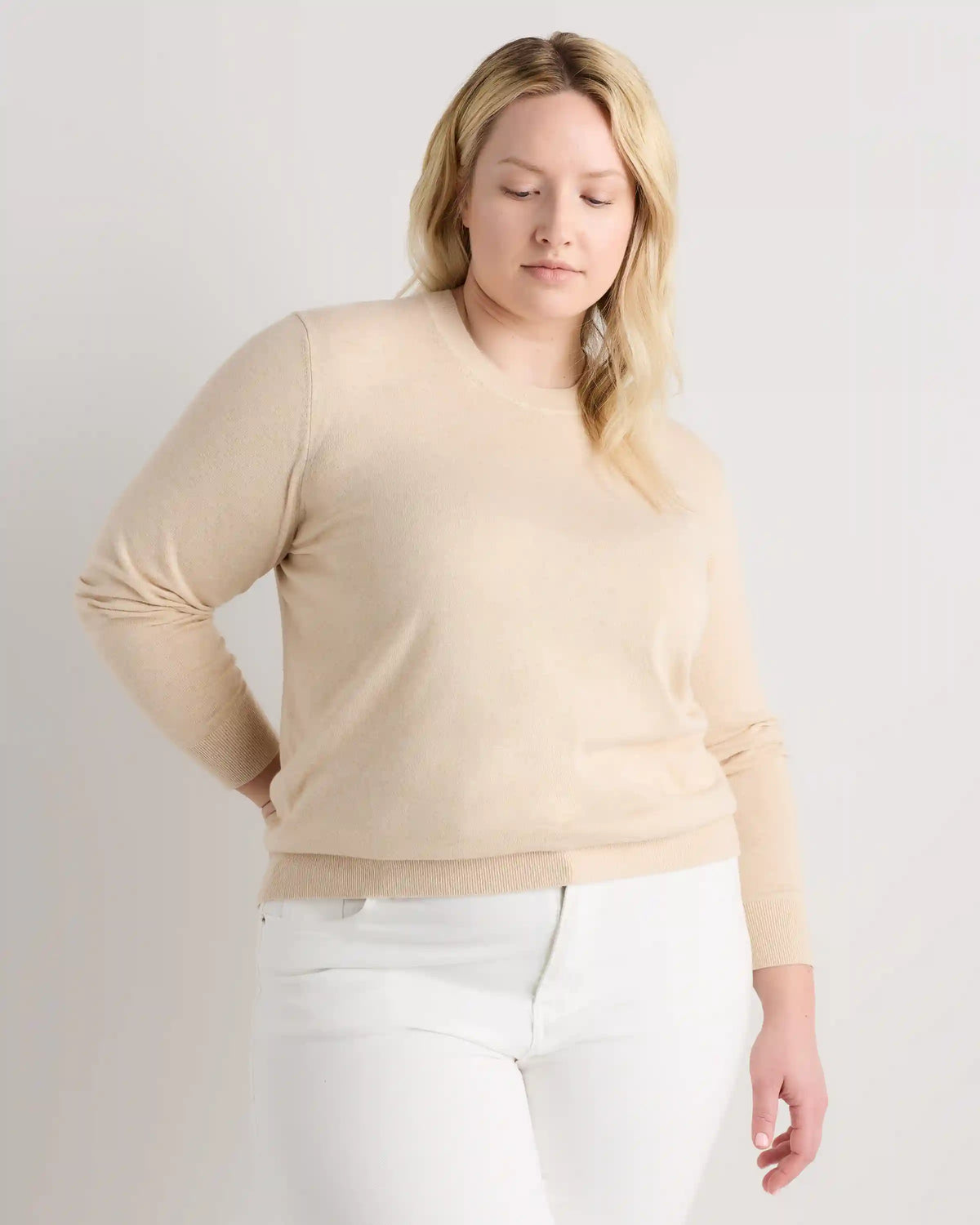 Lightweight Cotton Cashmere Crew Sweater