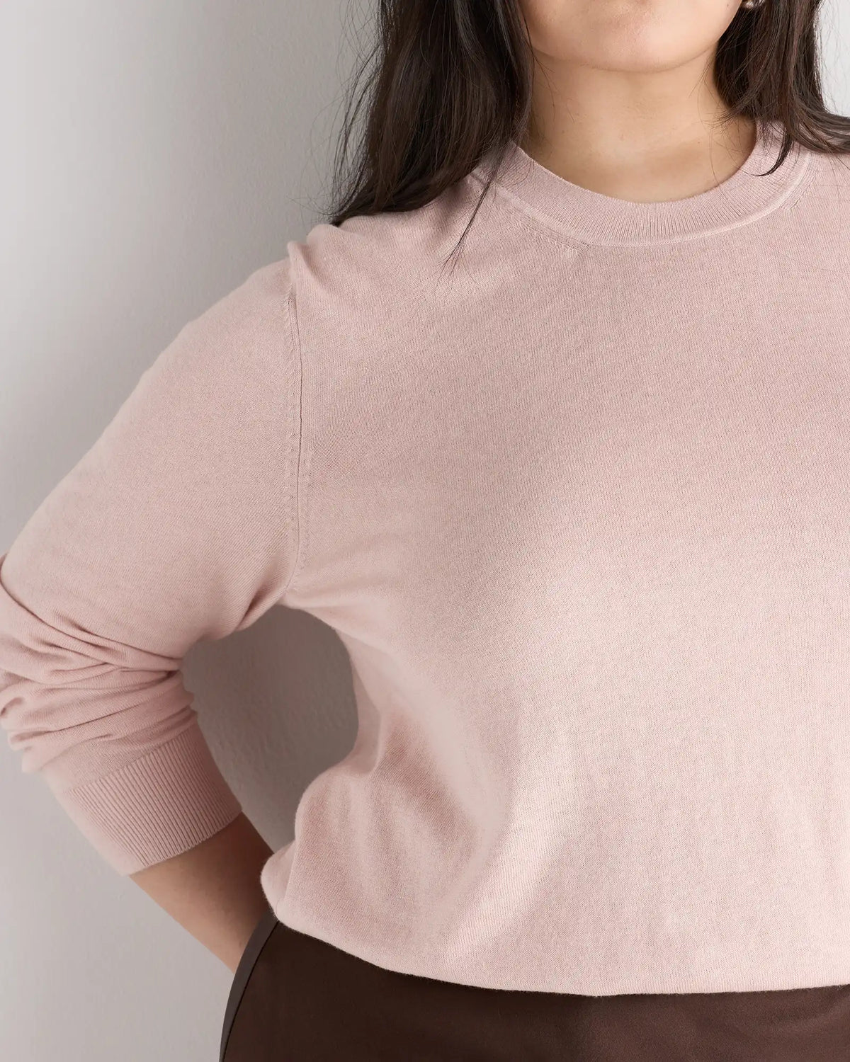 Lightweight Cotton Cashmere Crew Sweater