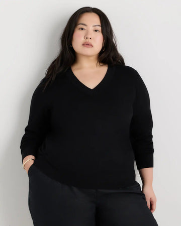 Lightweight Cotton Cashmere V-Neck Sweater