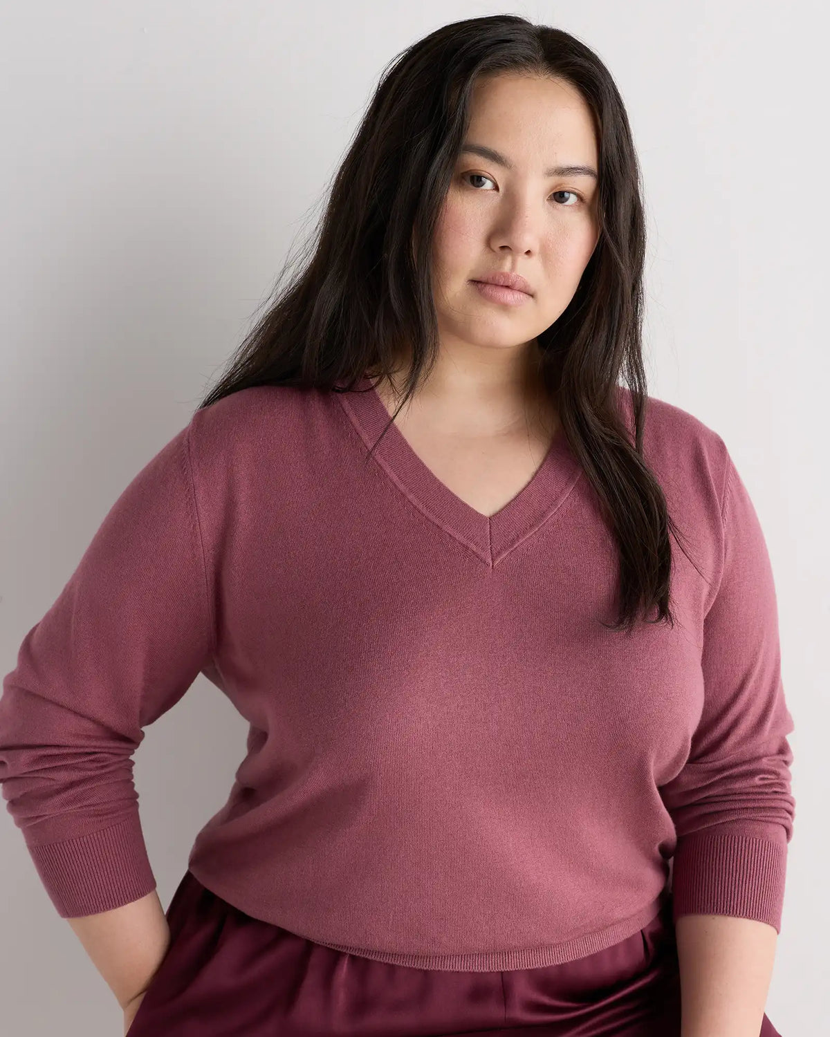Lightweight Cotton Cashmere V-Neck Sweater