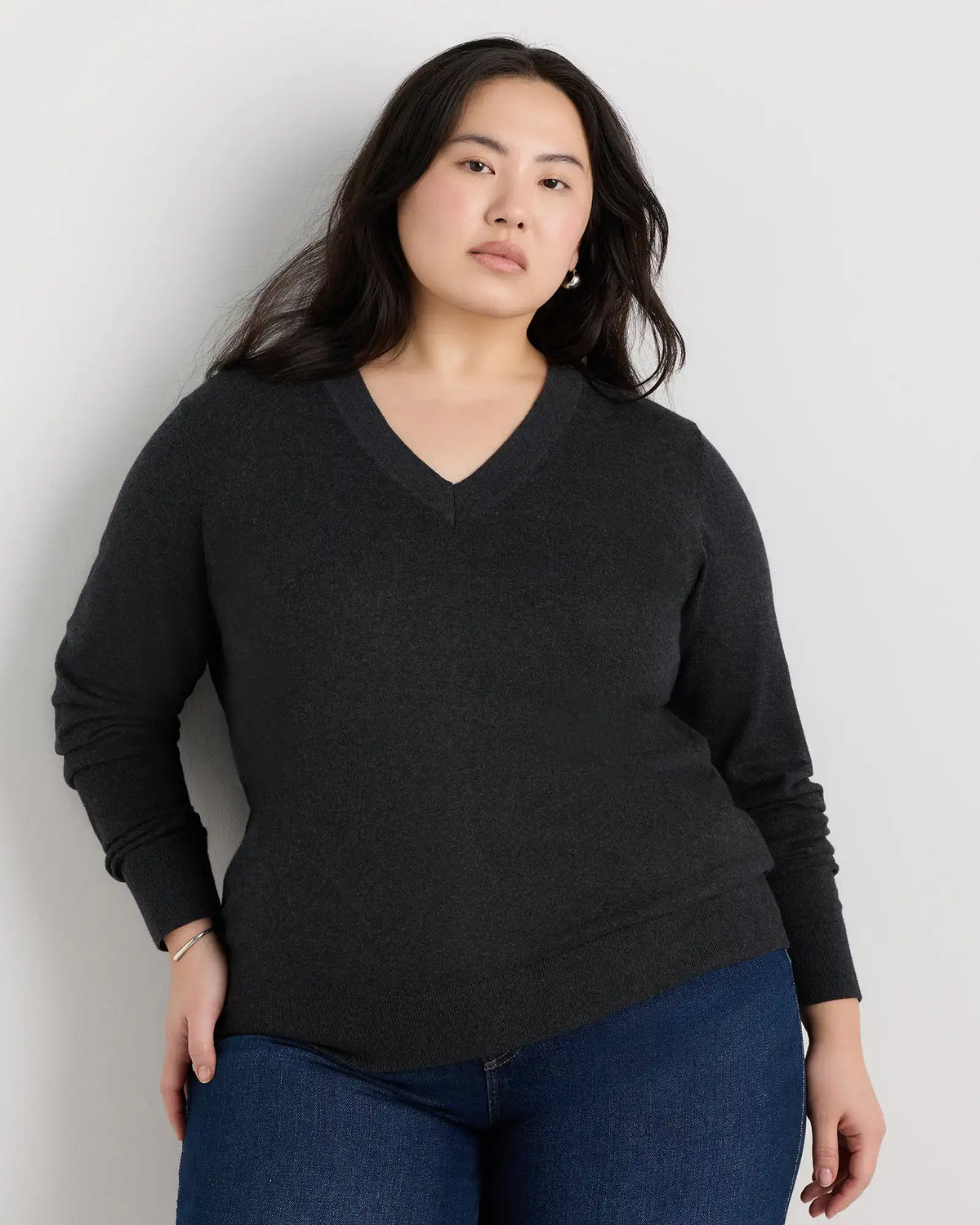 Lightweight Cotton Cashmere V-Neck Sweater