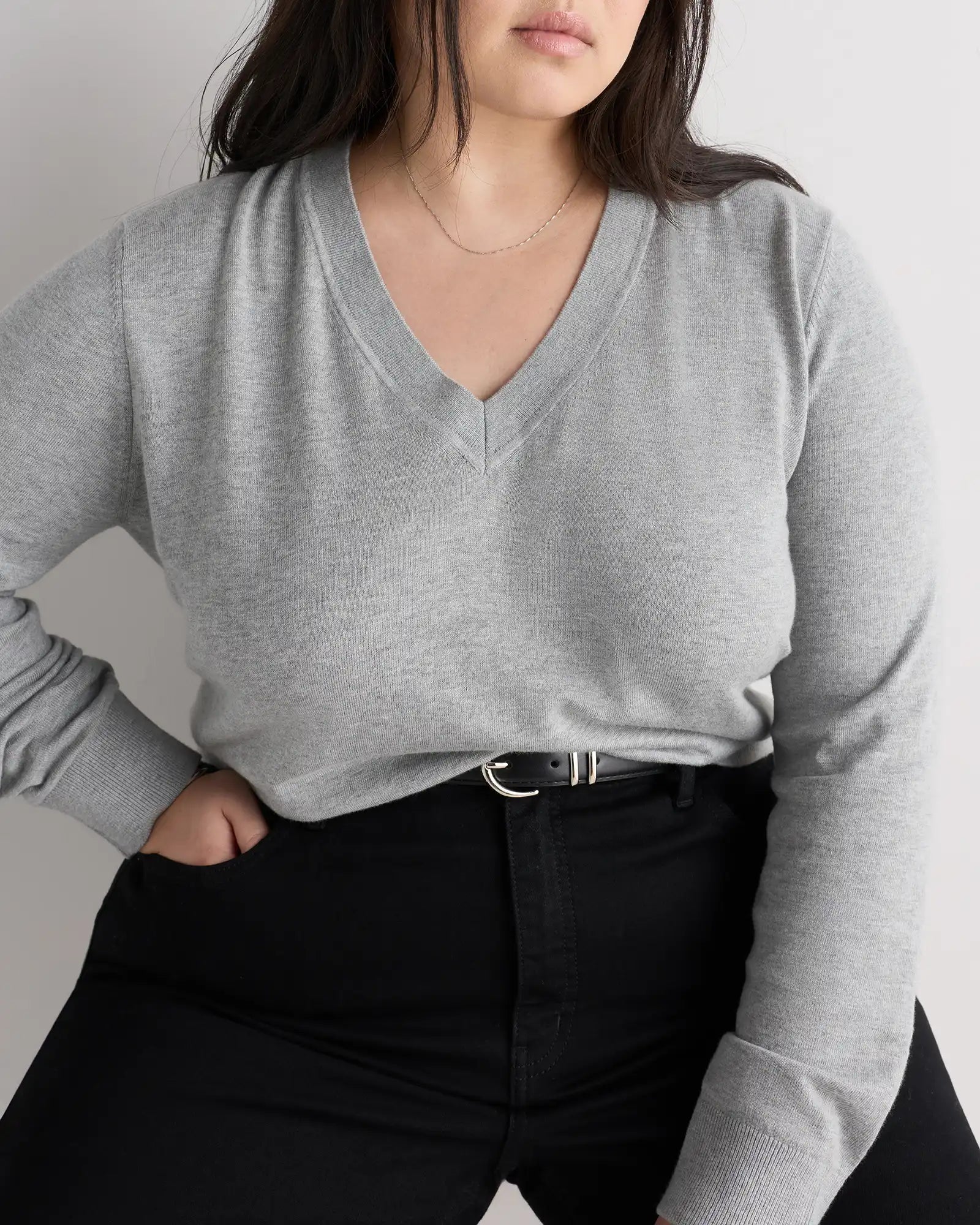 Lightweight Cotton Cashmere V-Neck Sweater