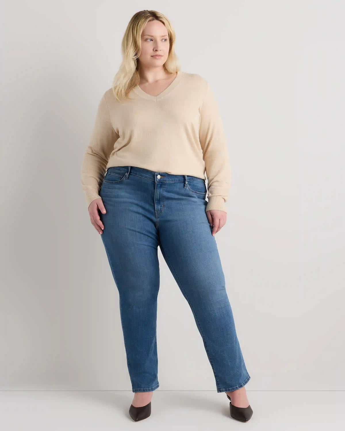 Lightweight Cotton Cashmere V-Neck Sweater