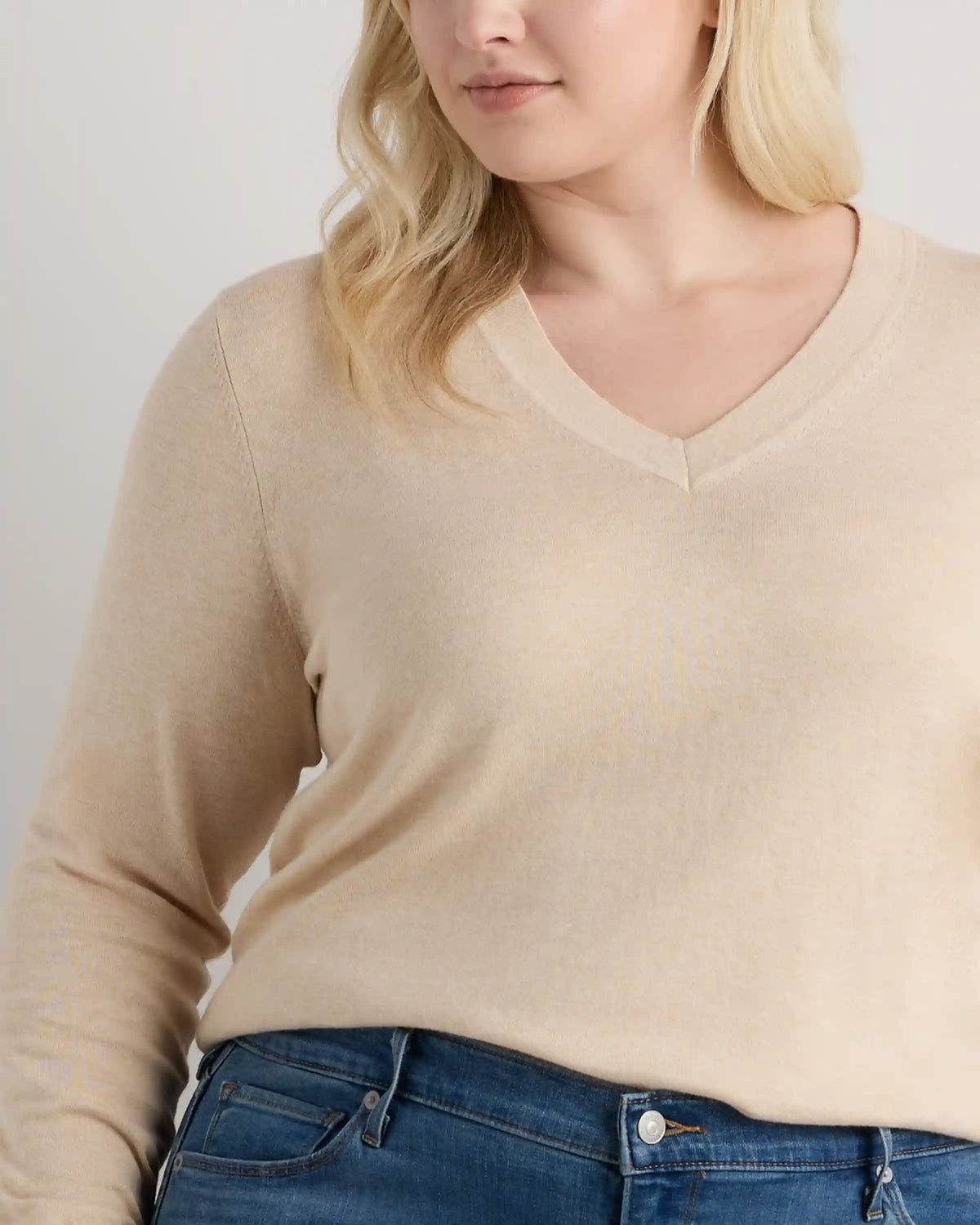 Lightweight Cotton Cashmere V-Neck Sweater