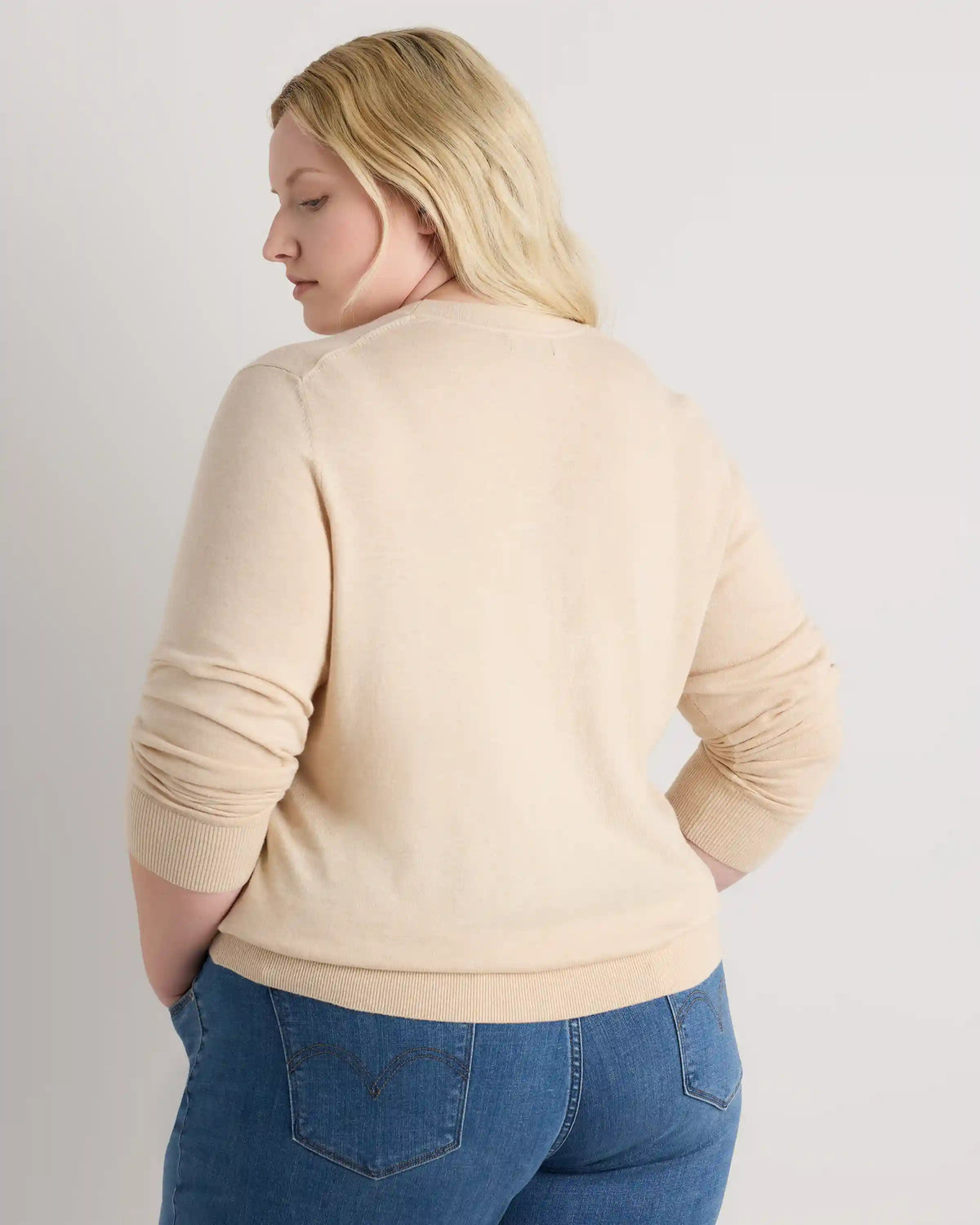 Lightweight Cotton Cashmere V-Neck Sweater