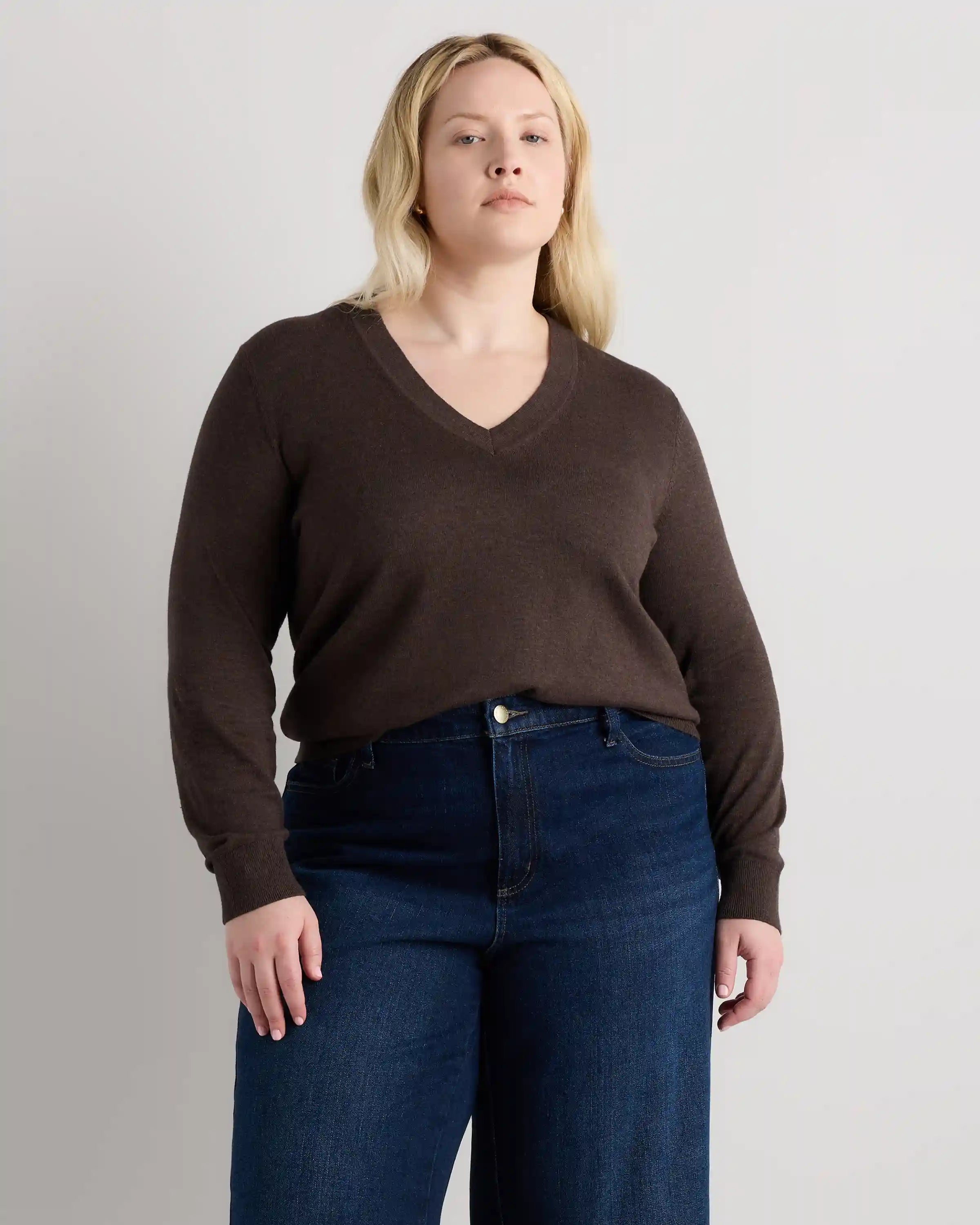 Lightweight Cotton Cashmere V-Neck Sweater