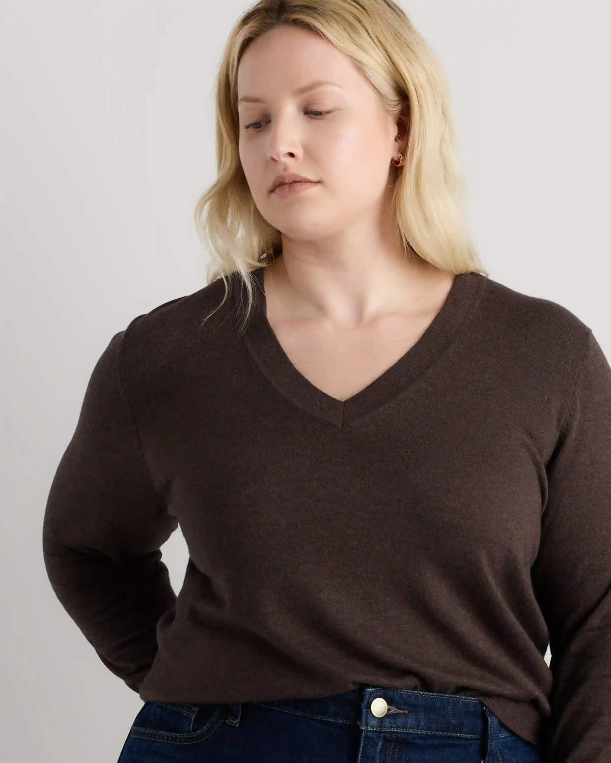 Lightweight Cotton Cashmere V-Neck Sweater