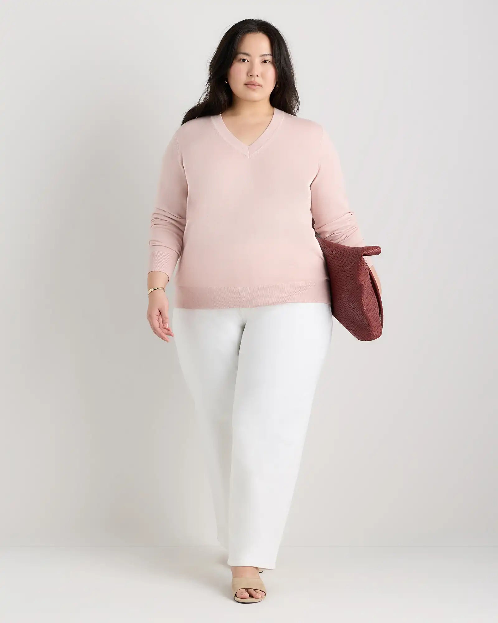 Lightweight Cotton Cashmere V-Neck Sweater