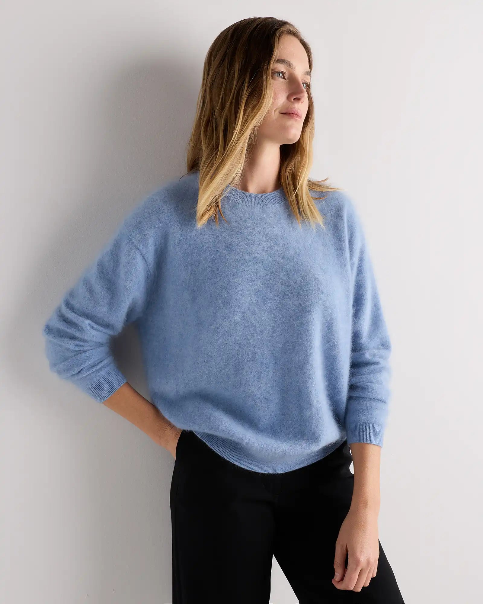 Brushed Cashmere Oversized Crewneck Sweater