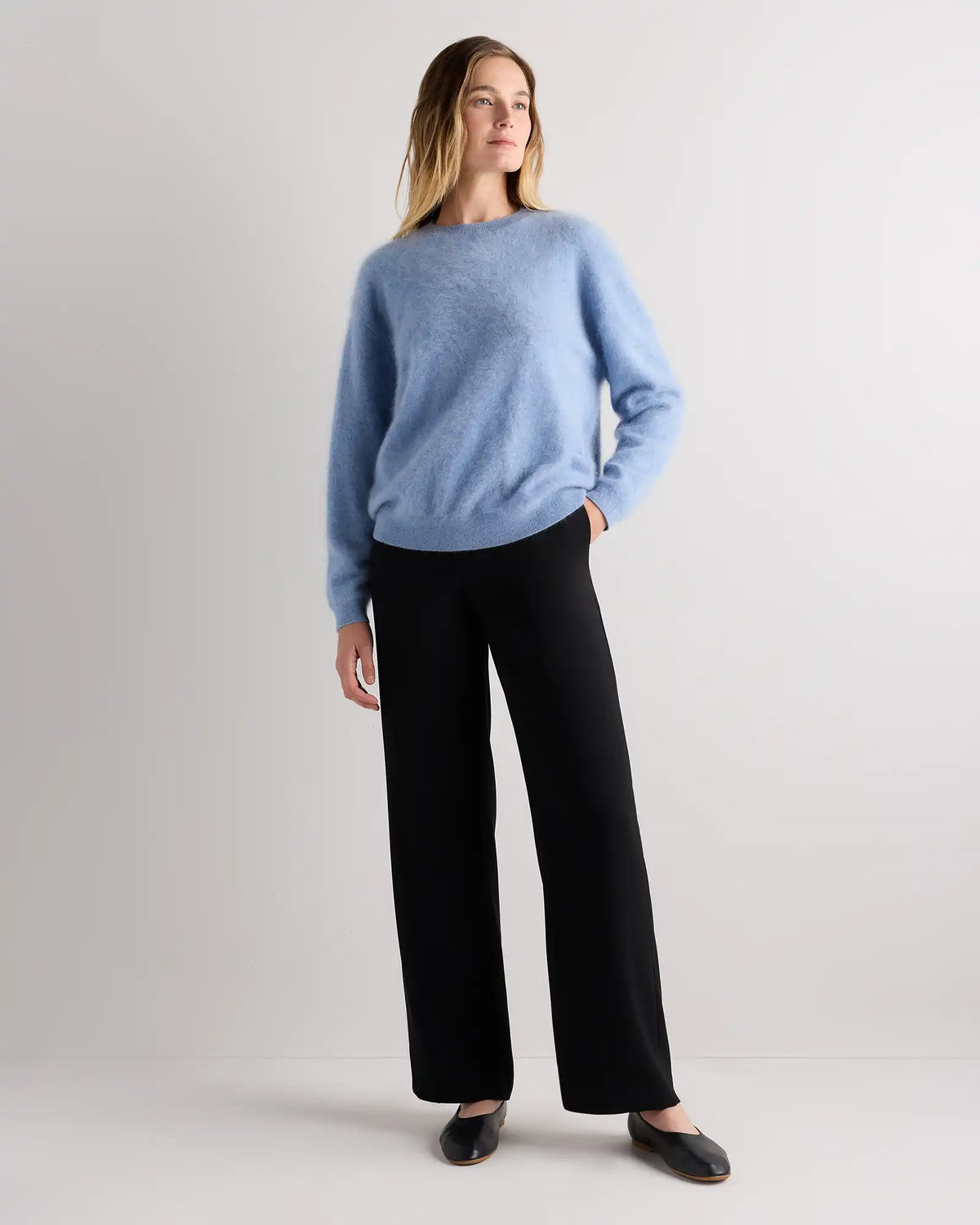 Brushed Cashmere Oversized Crewneck Sweater