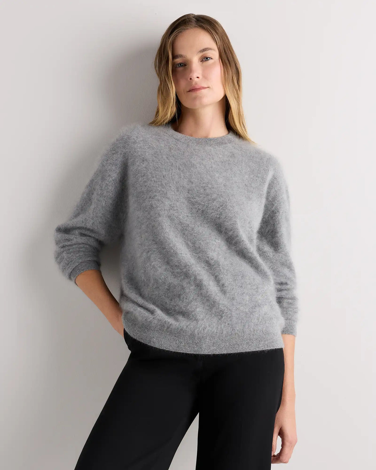 Brushed Cashmere Oversized Crewneck Sweater