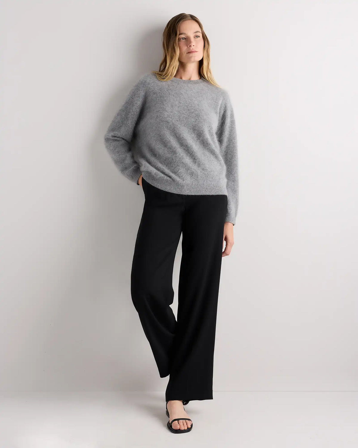Brushed Cashmere Oversized Crewneck Sweater