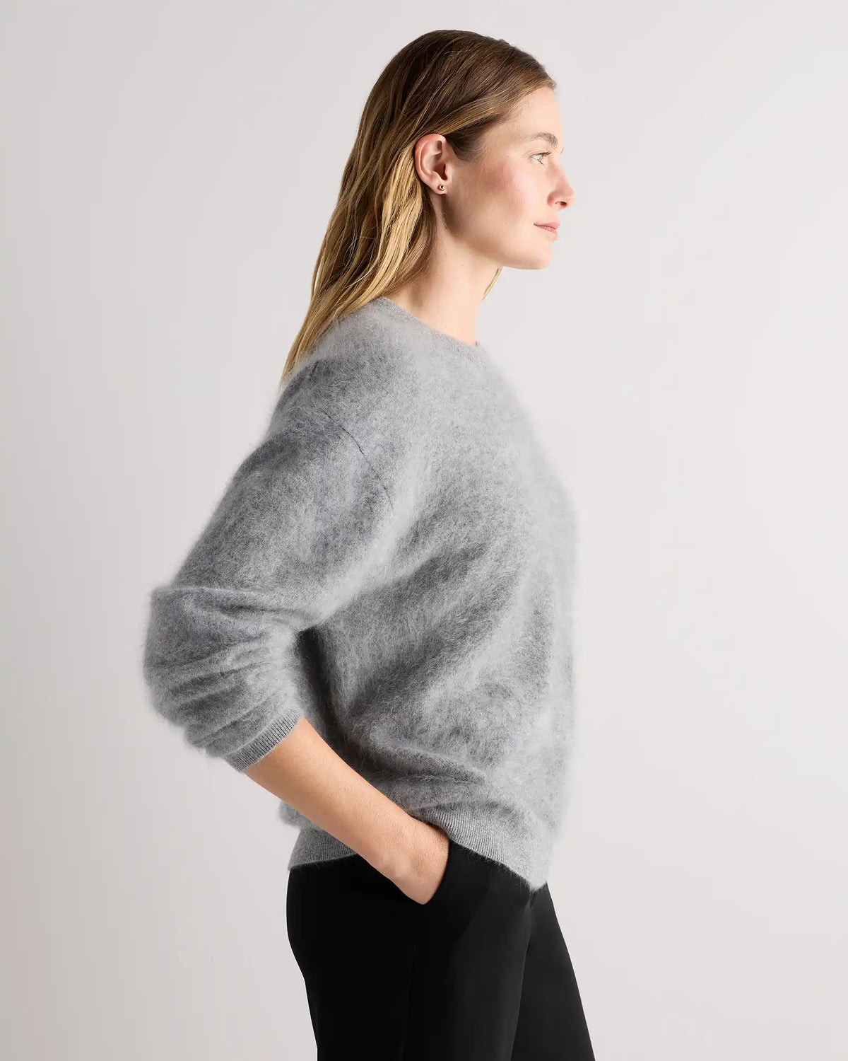 Brushed Cashmere Oversized Crewneck Sweater